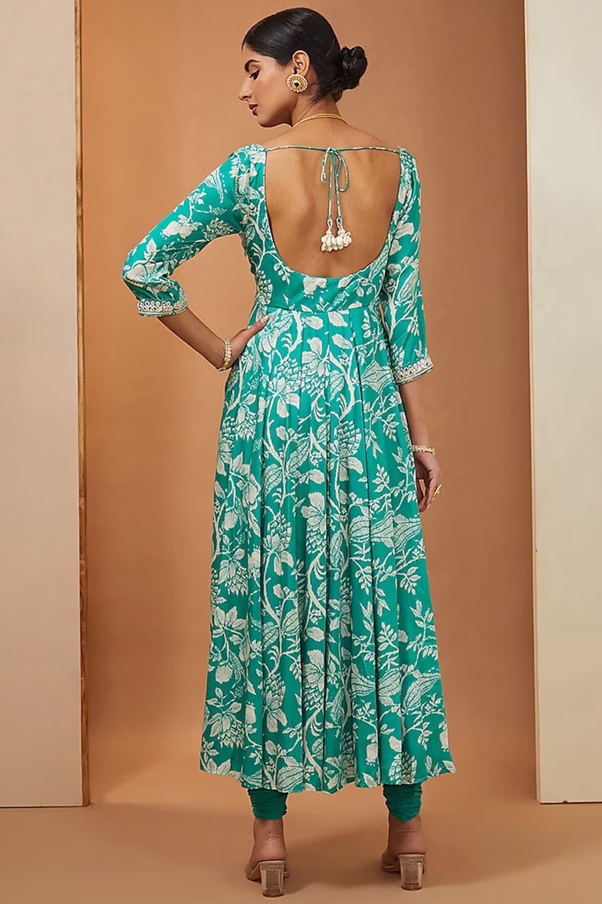 Teal anarkali set