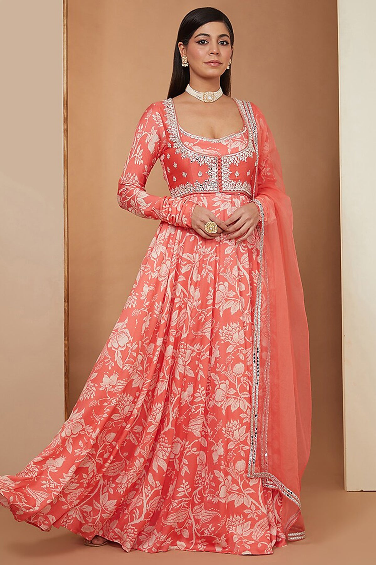 Gajari printed anarkali Set