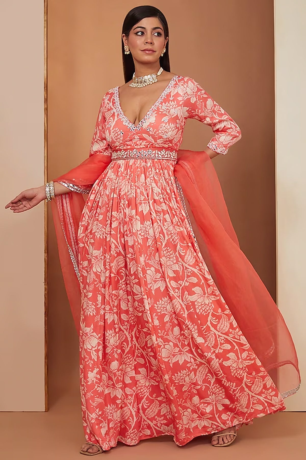 gajari printed anarkali set