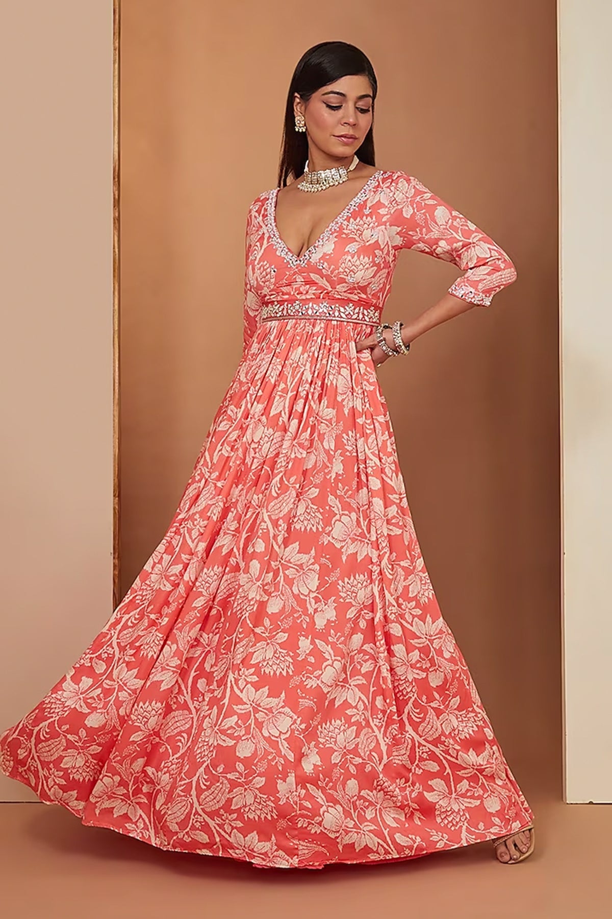 gajari printed anarkali set