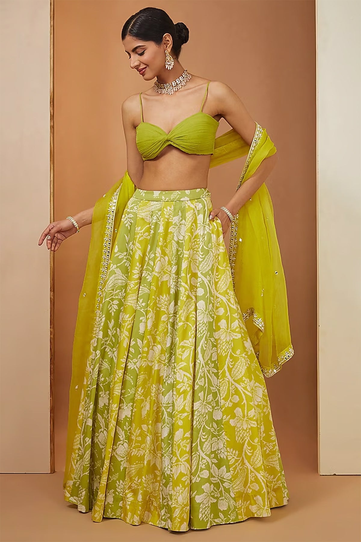 lemon and green lehenga set
