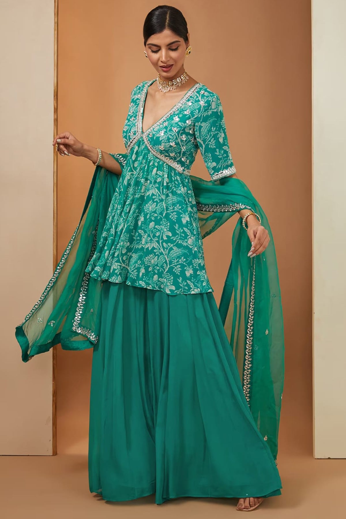teal palazzo set