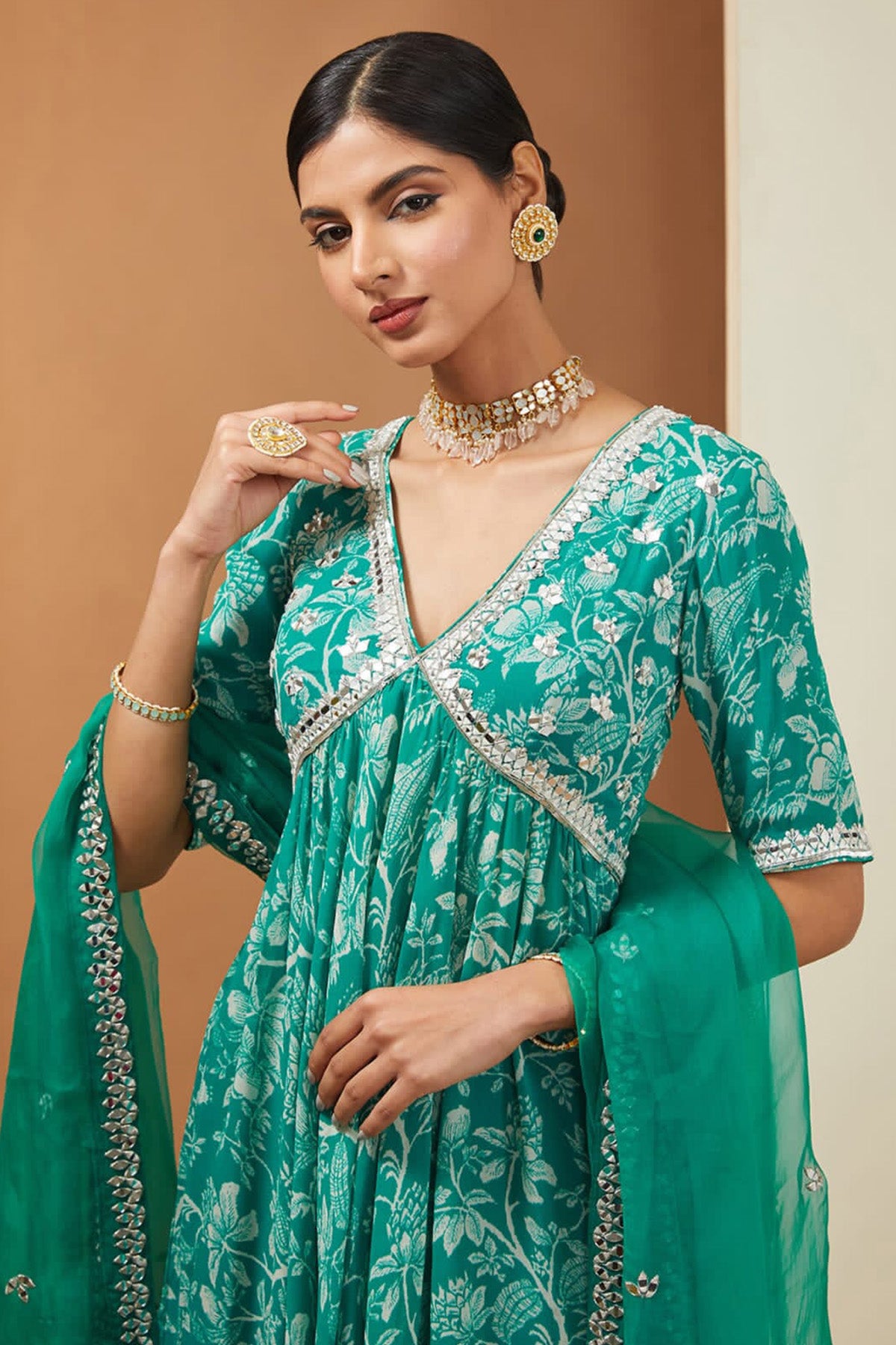 teal palazzo set
