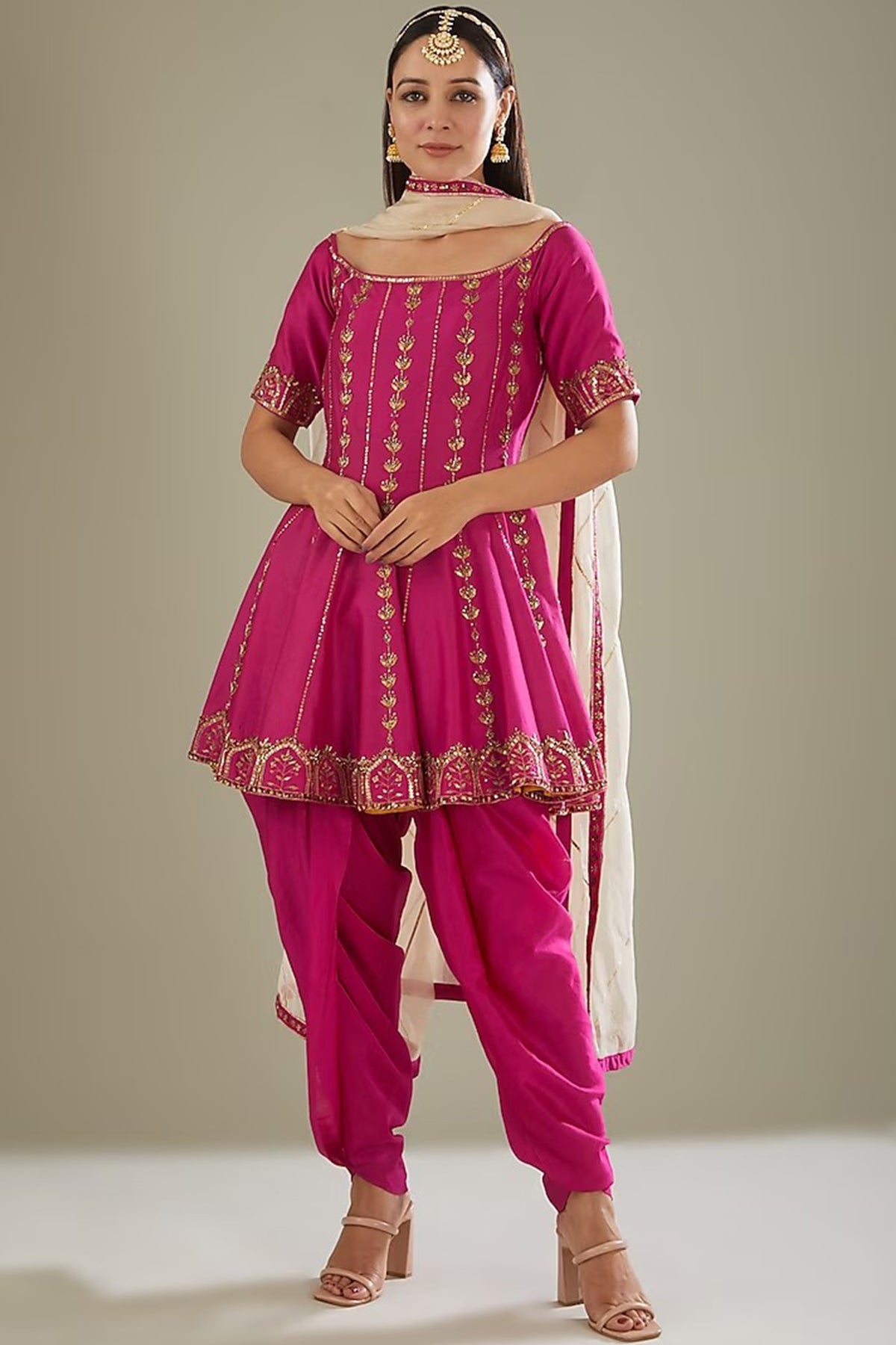 hot pink peplum set