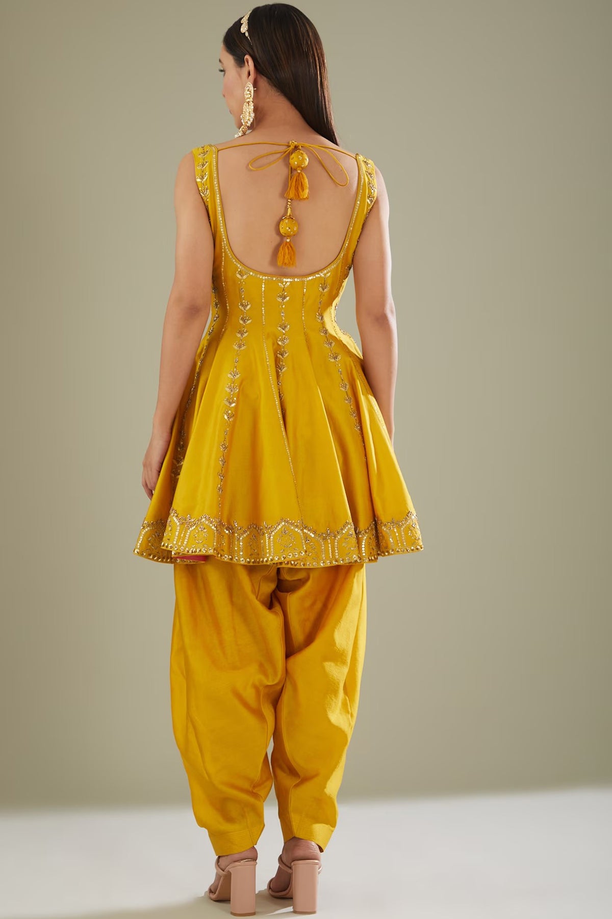 Mustard Peplum Kurta Set