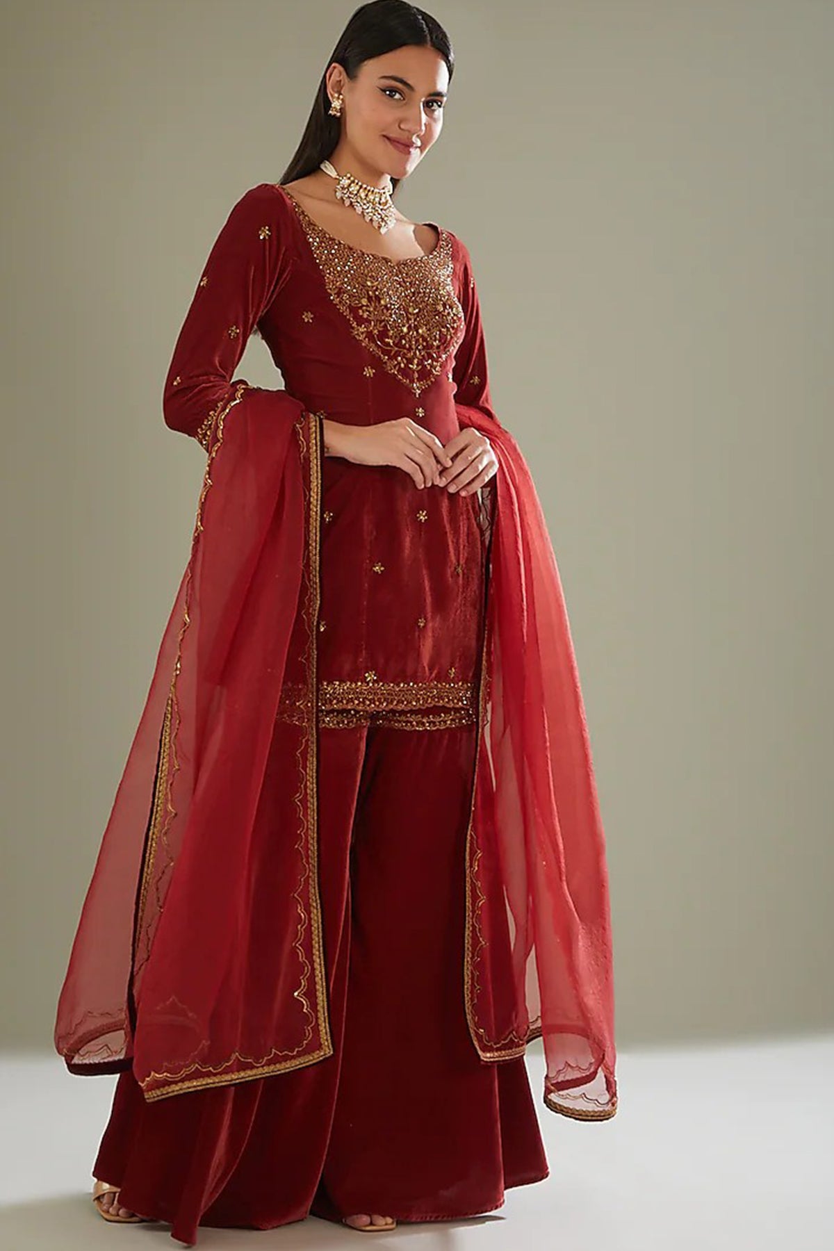 peach sharara set