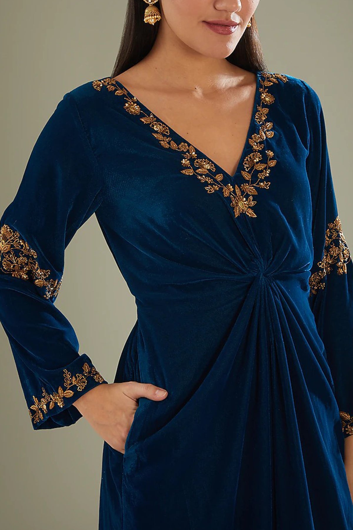 Teal blue kaftan set