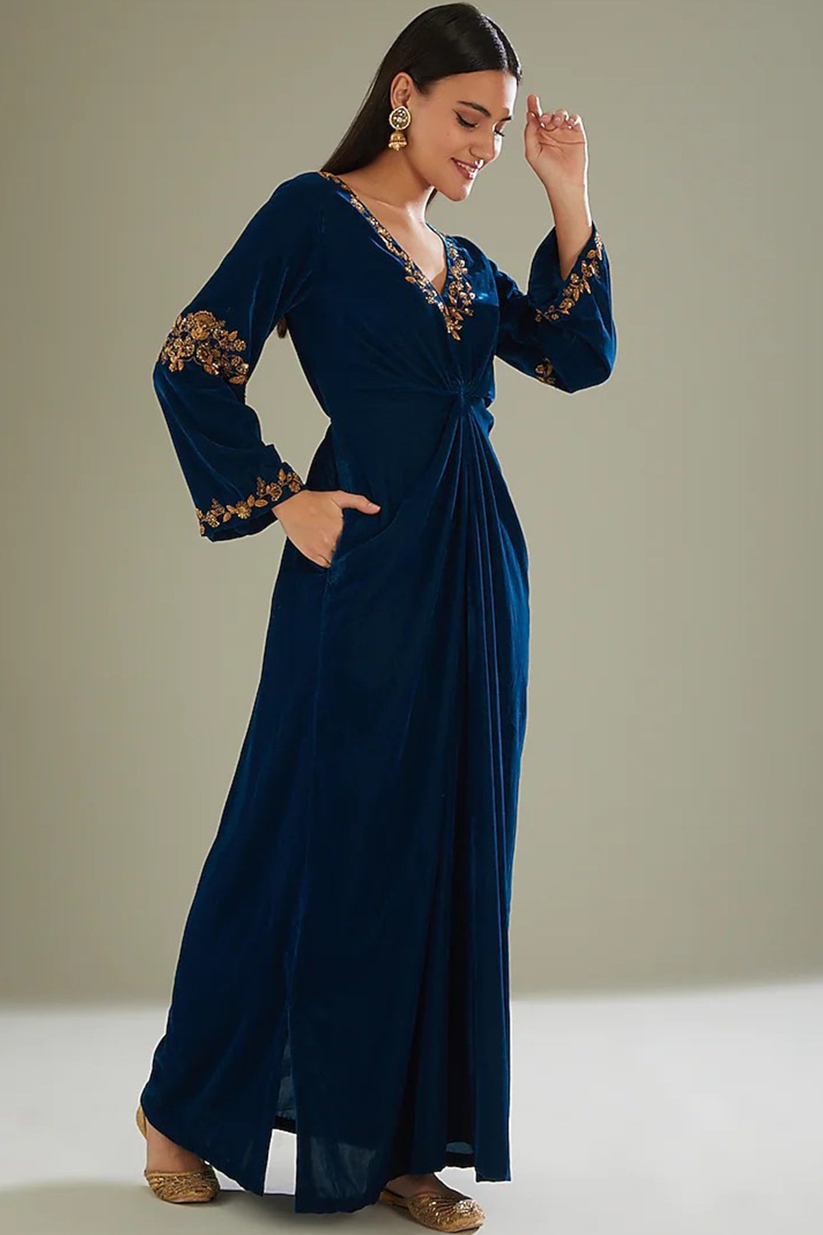 Teal blue kaftan set