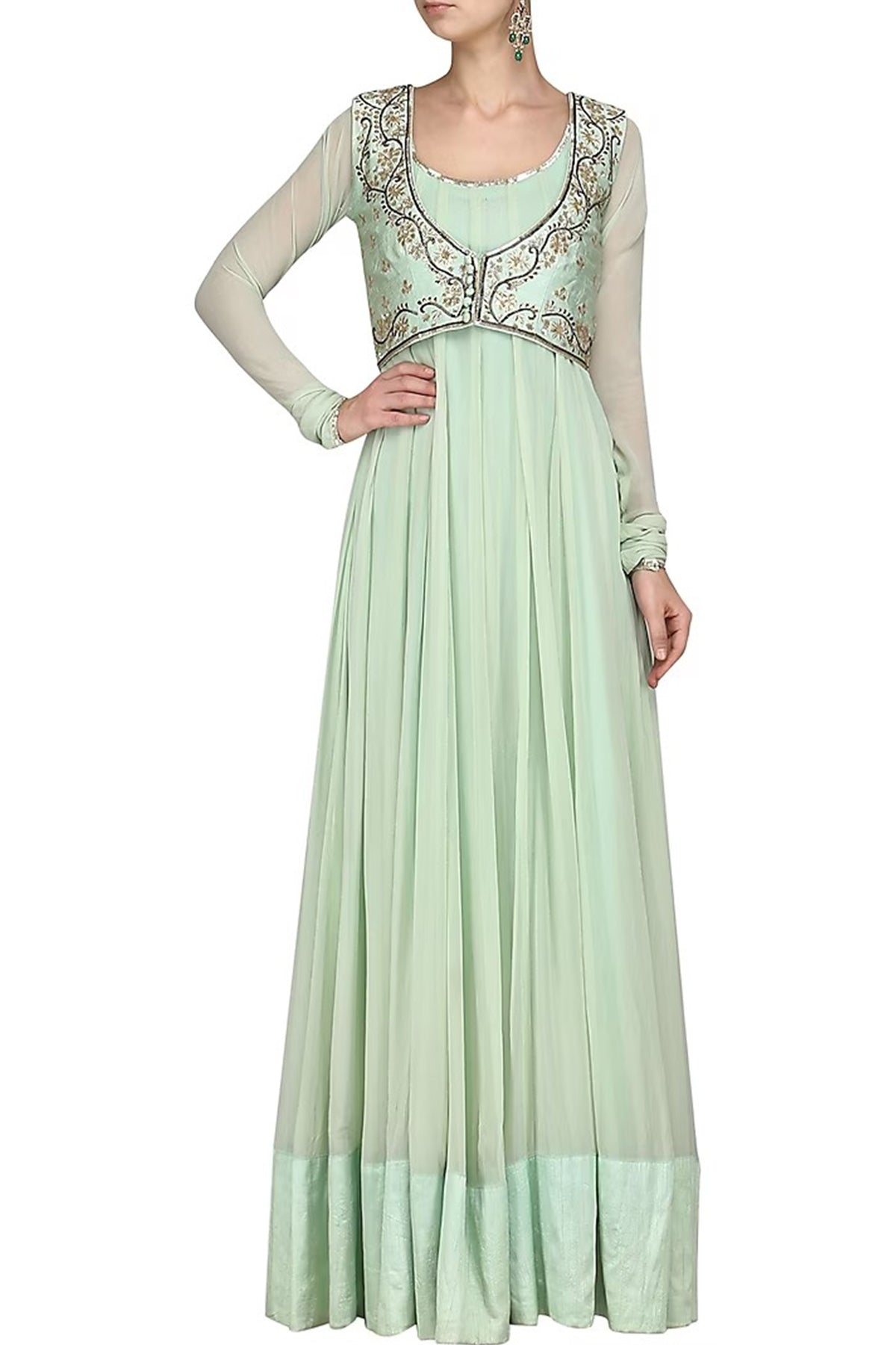 Ice blue anarkali with jacket set