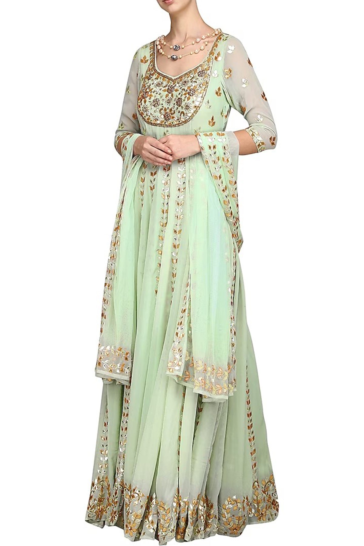 Ice blue anarkali set