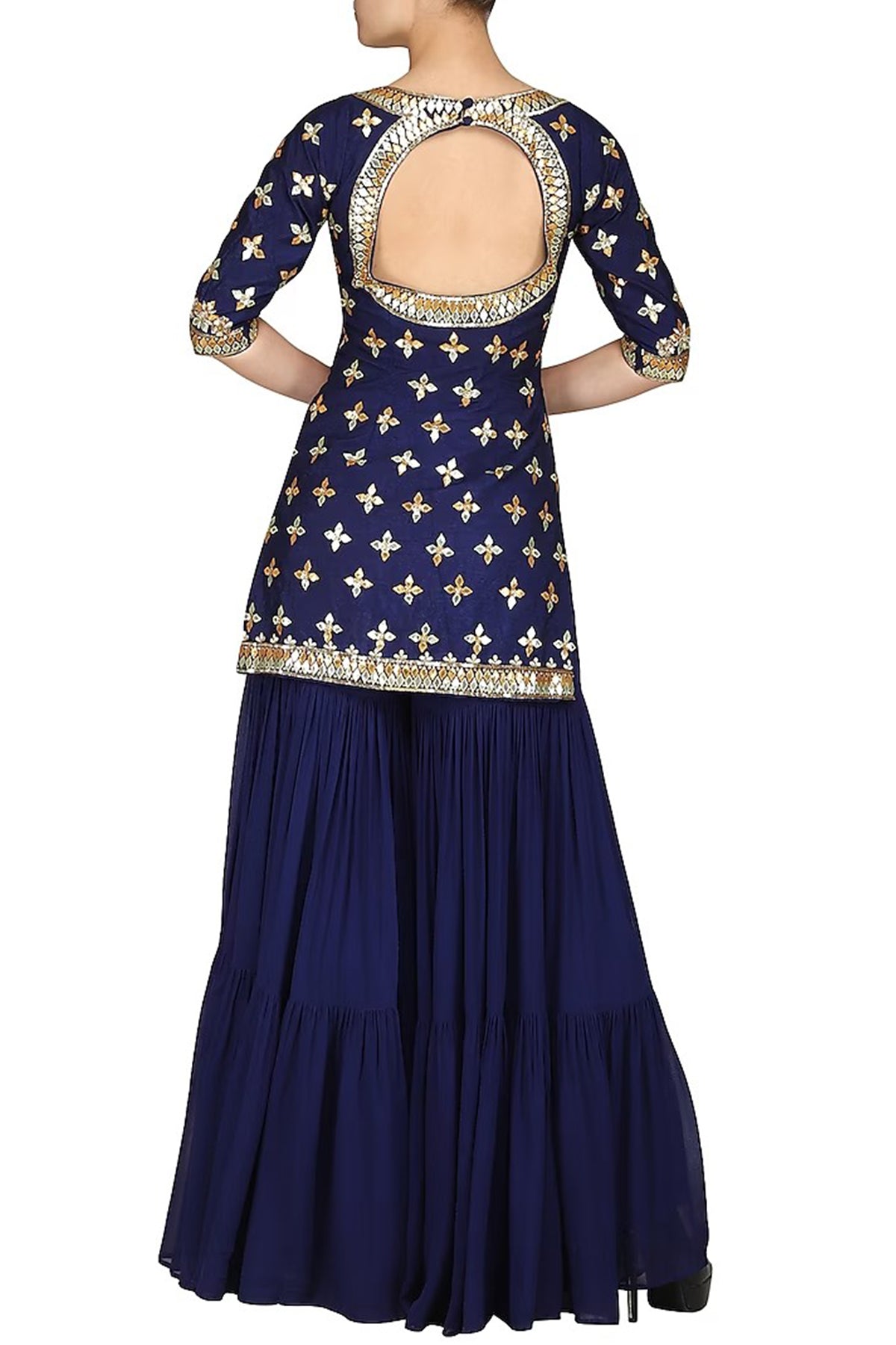 Dark Blue Sharara Set