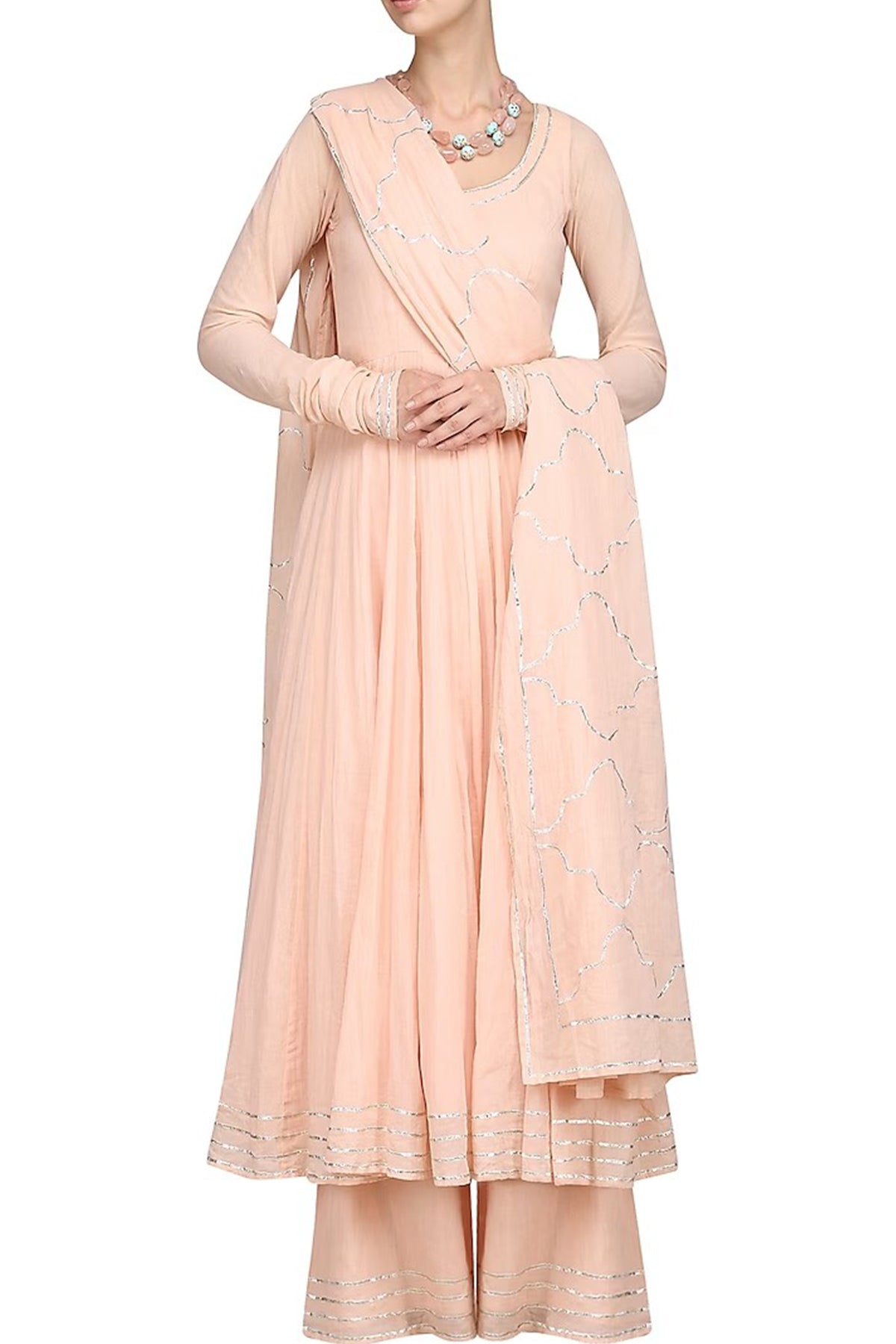 Baby pink anarkali  set