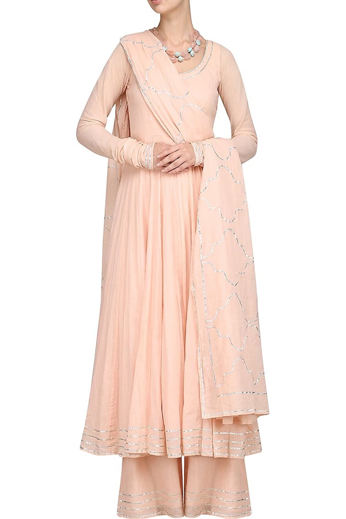 Baby pink anarkali set