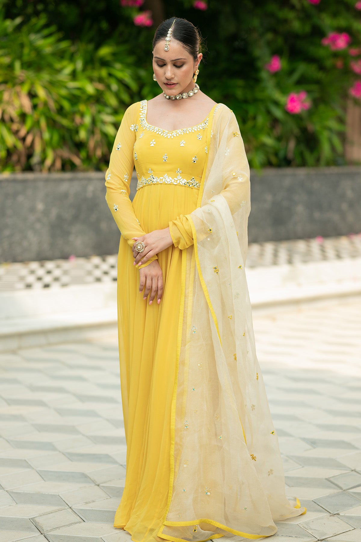 Yellow Anarkali set