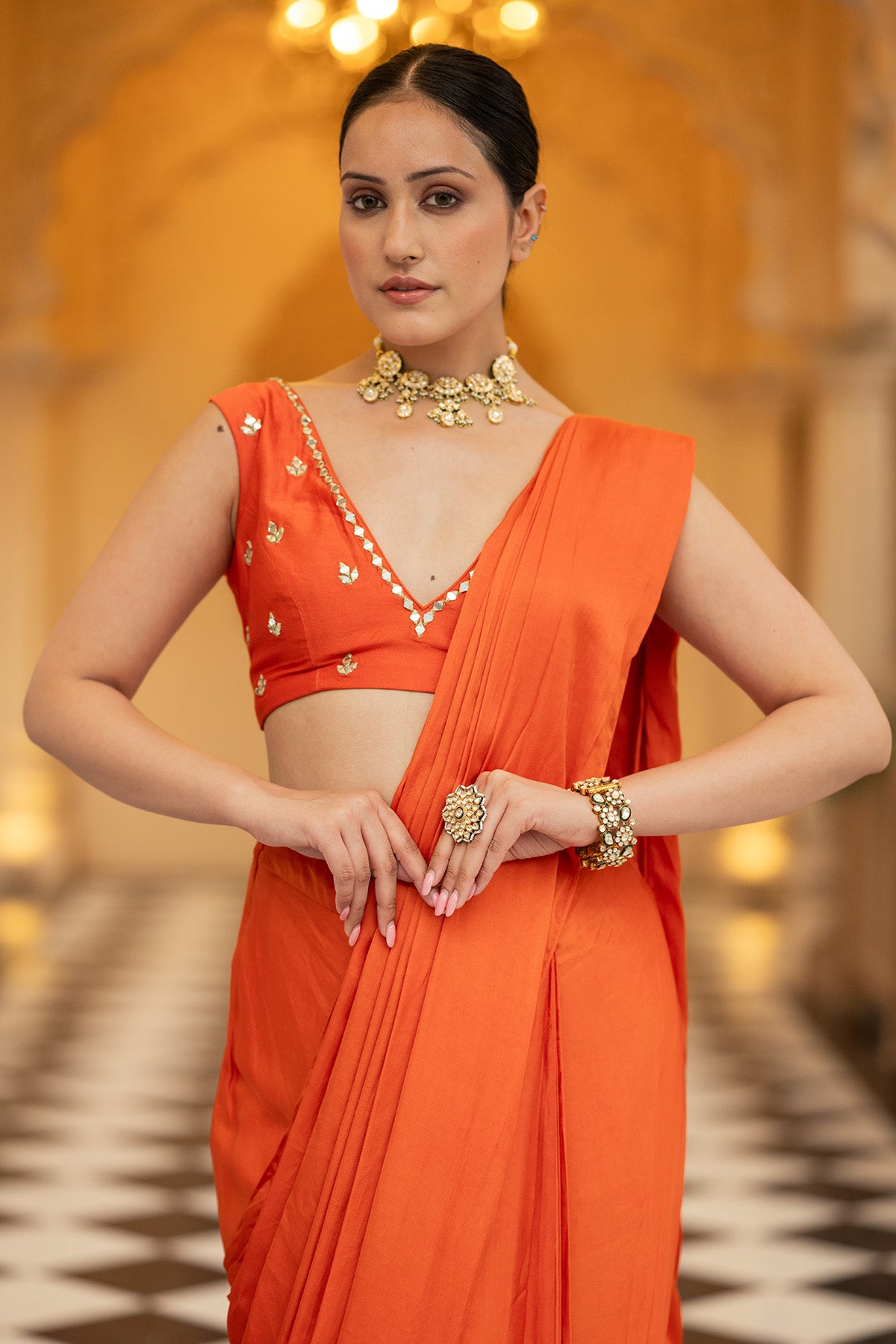 Rust Saree