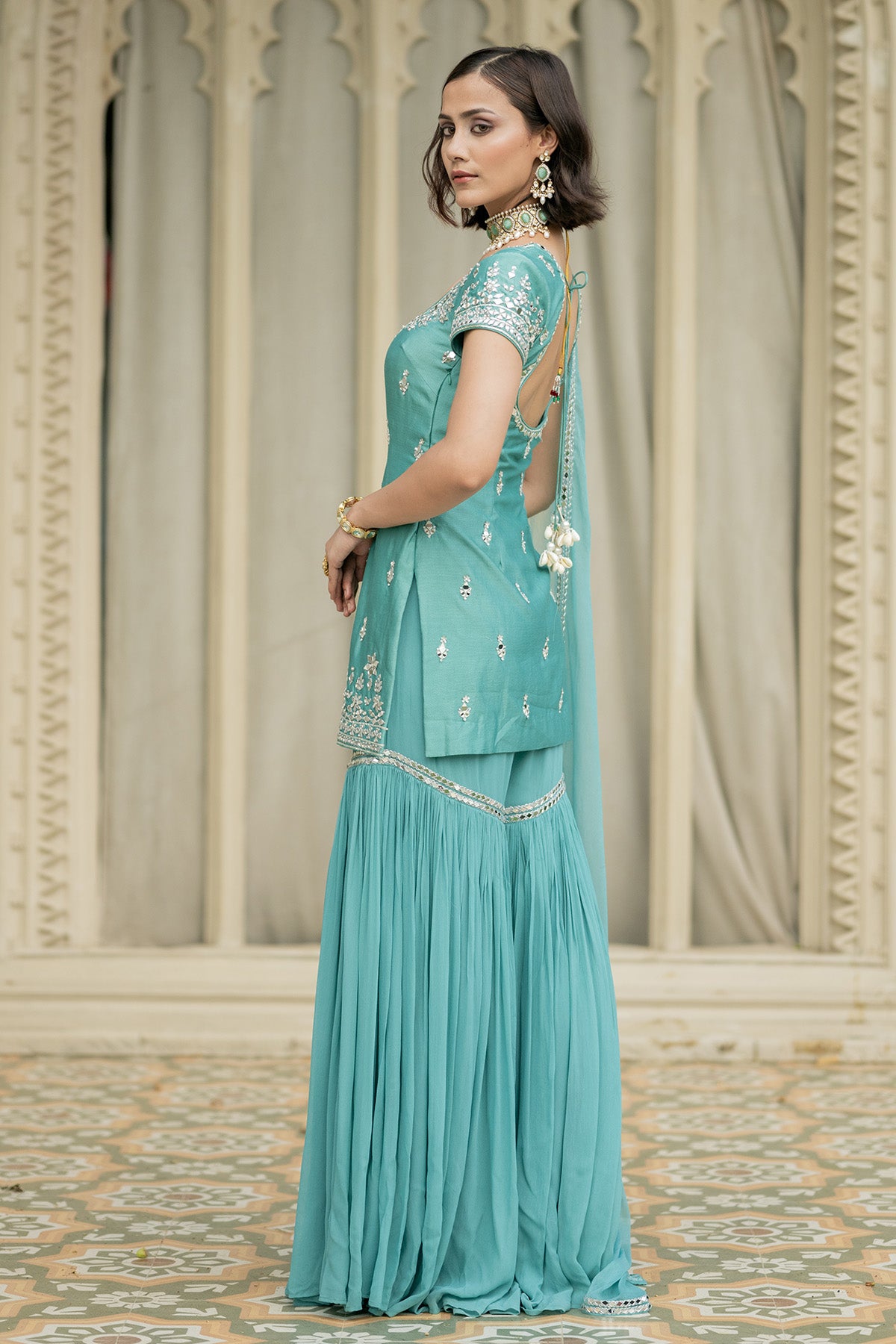 Blue Sharara Set