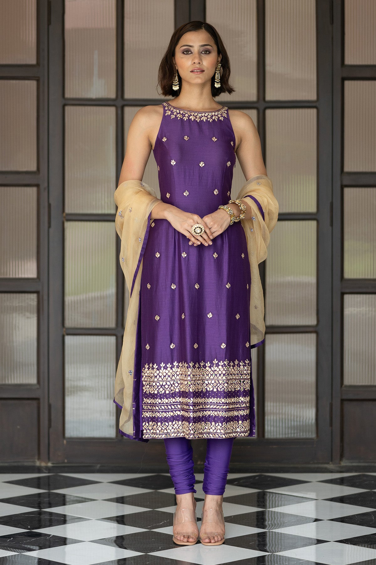 Purple Chudidar Set