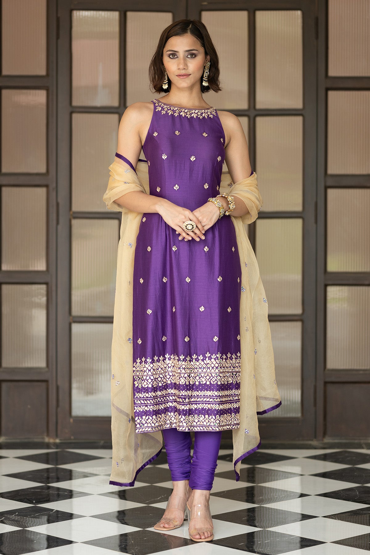 Purple Chudidar Set