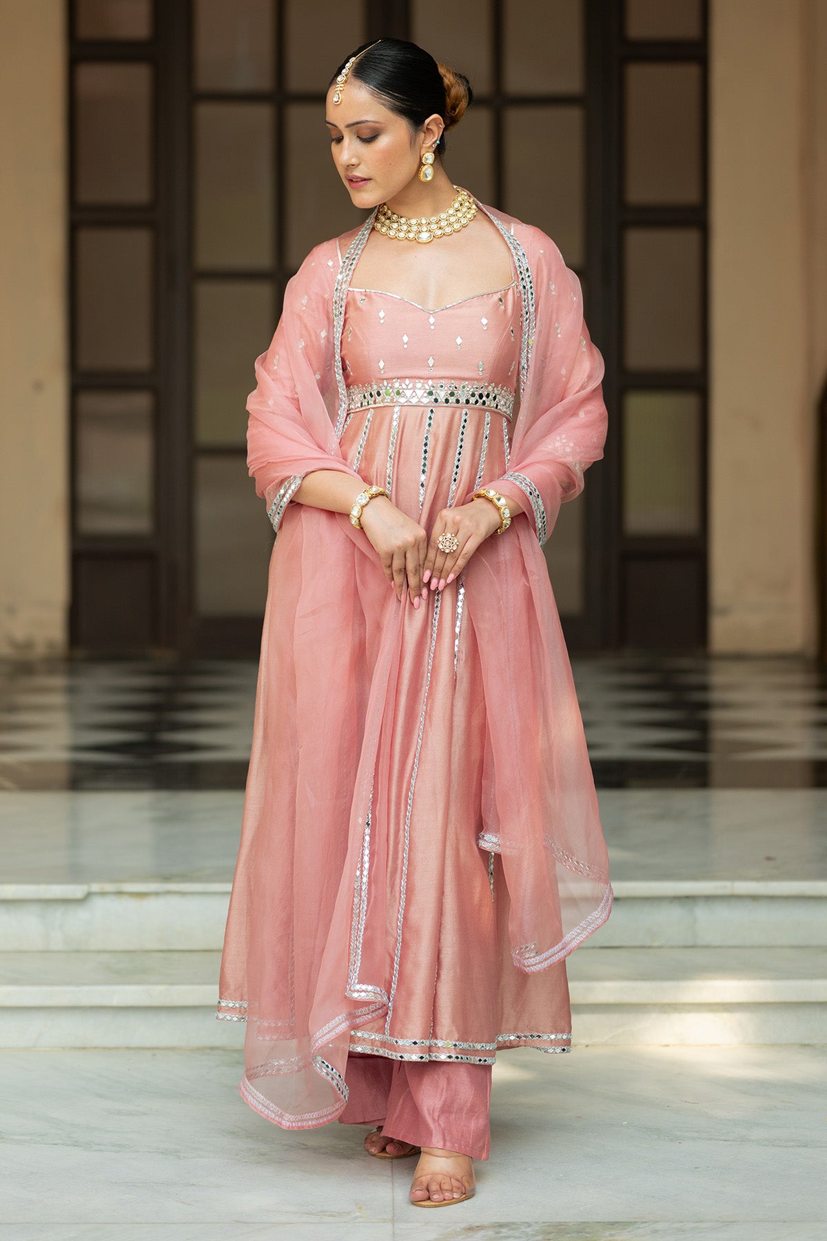 Onion Pink anarkali set