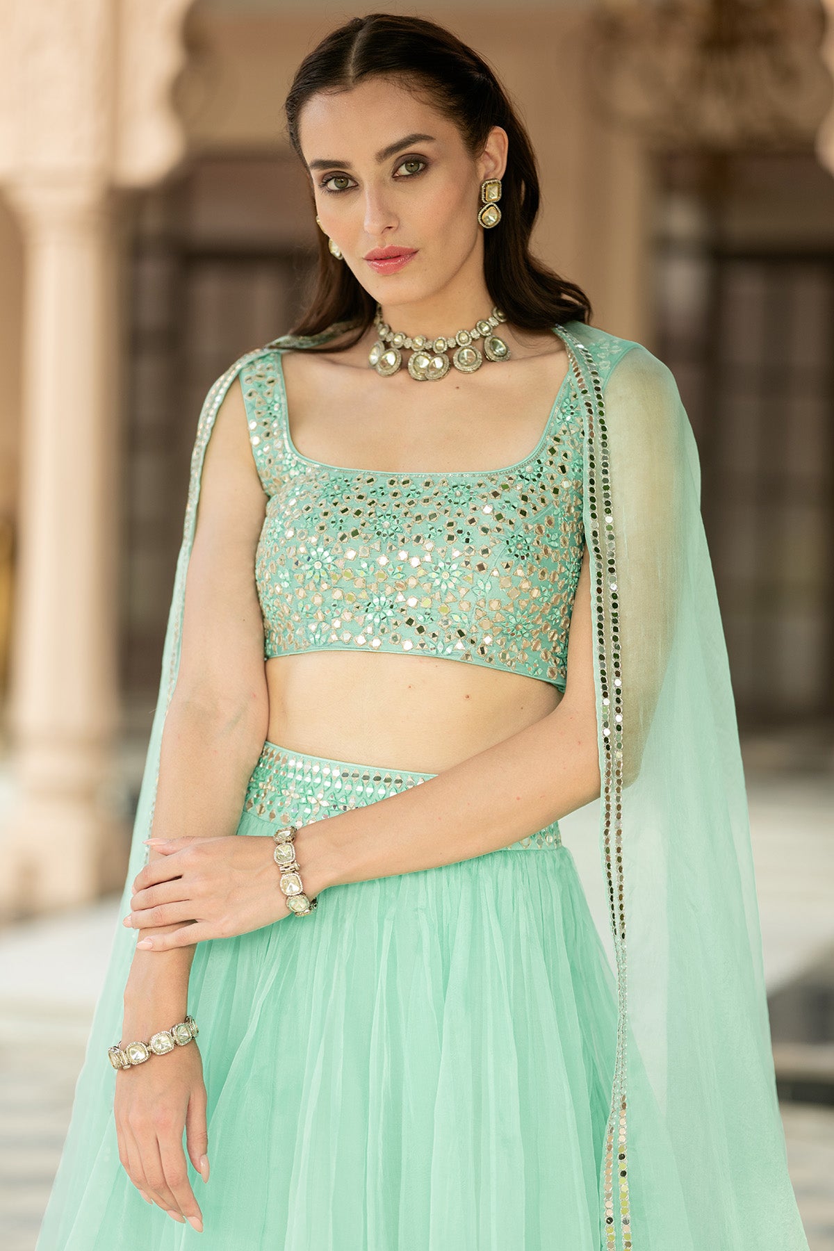 Aqua Blue Lehenga Set