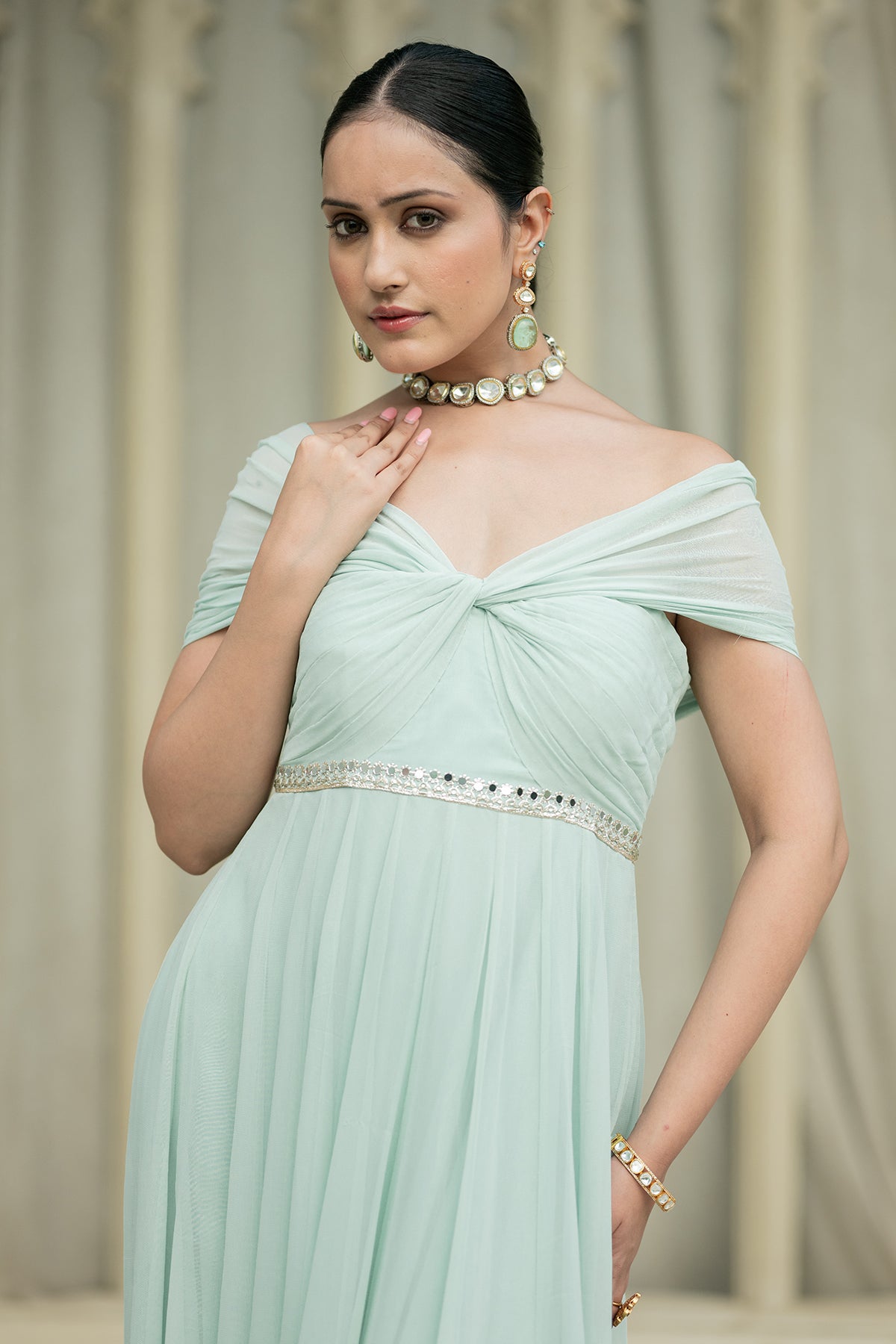 Ice Blue Anarkali