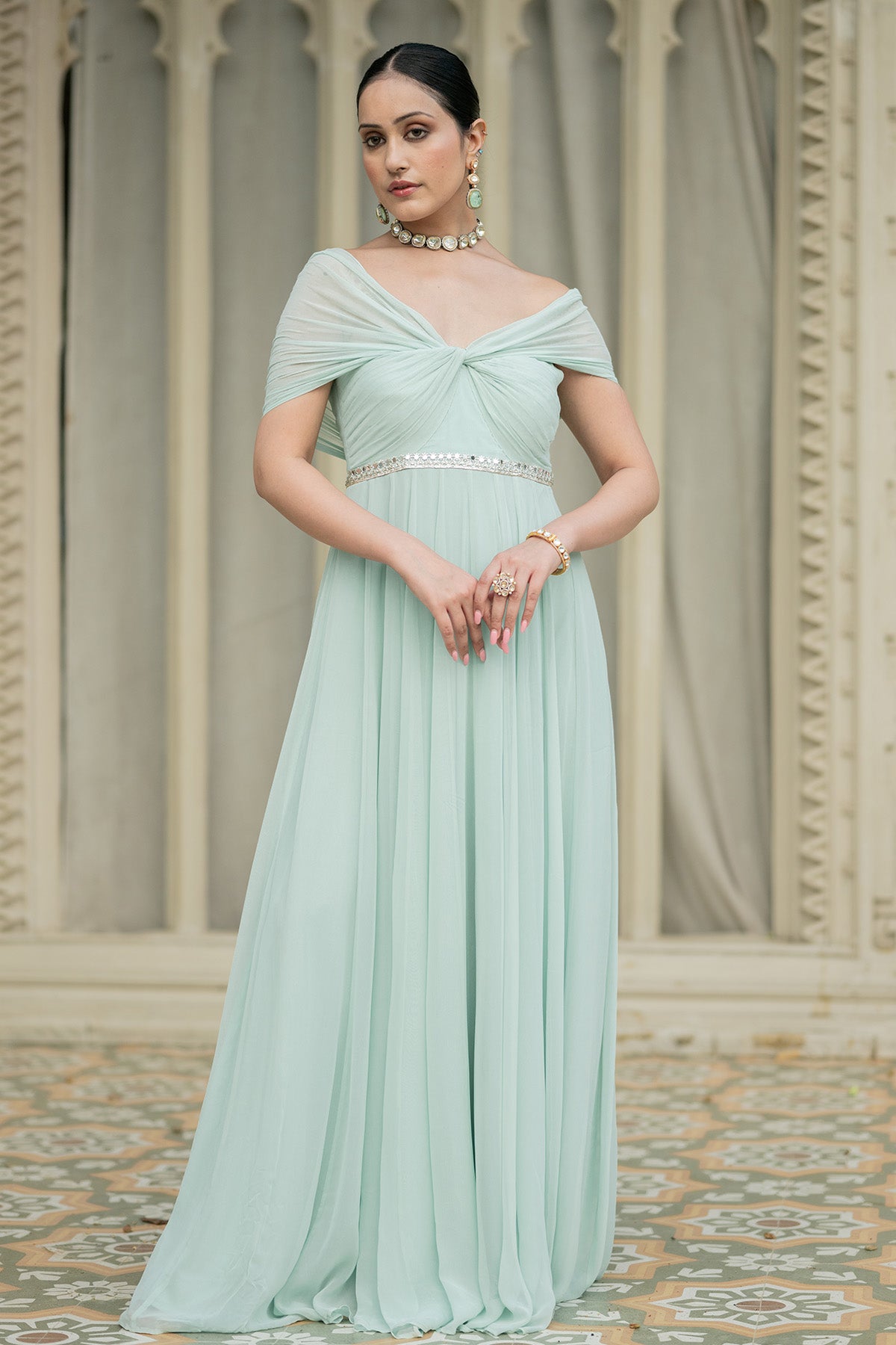 Ice Blue Anarkali