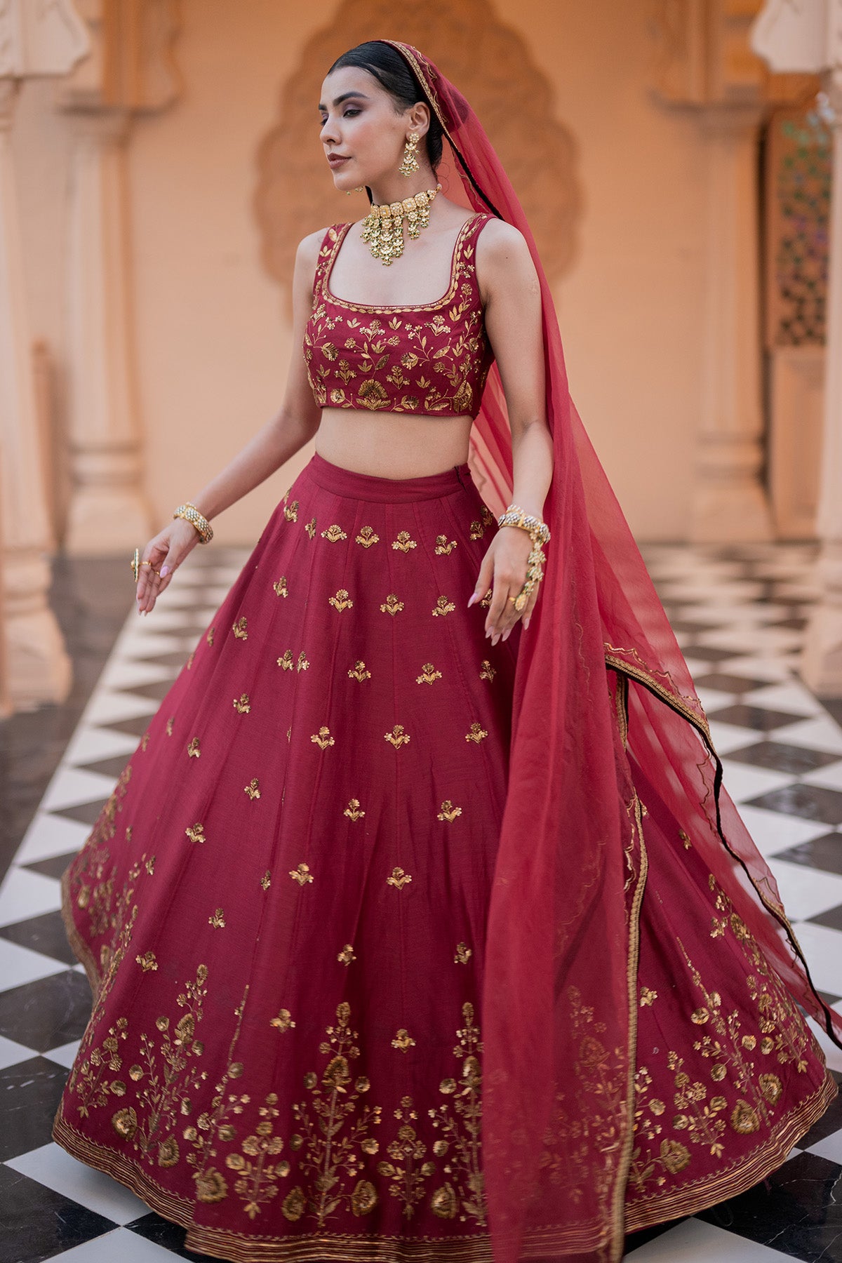 Maroon lehenga set