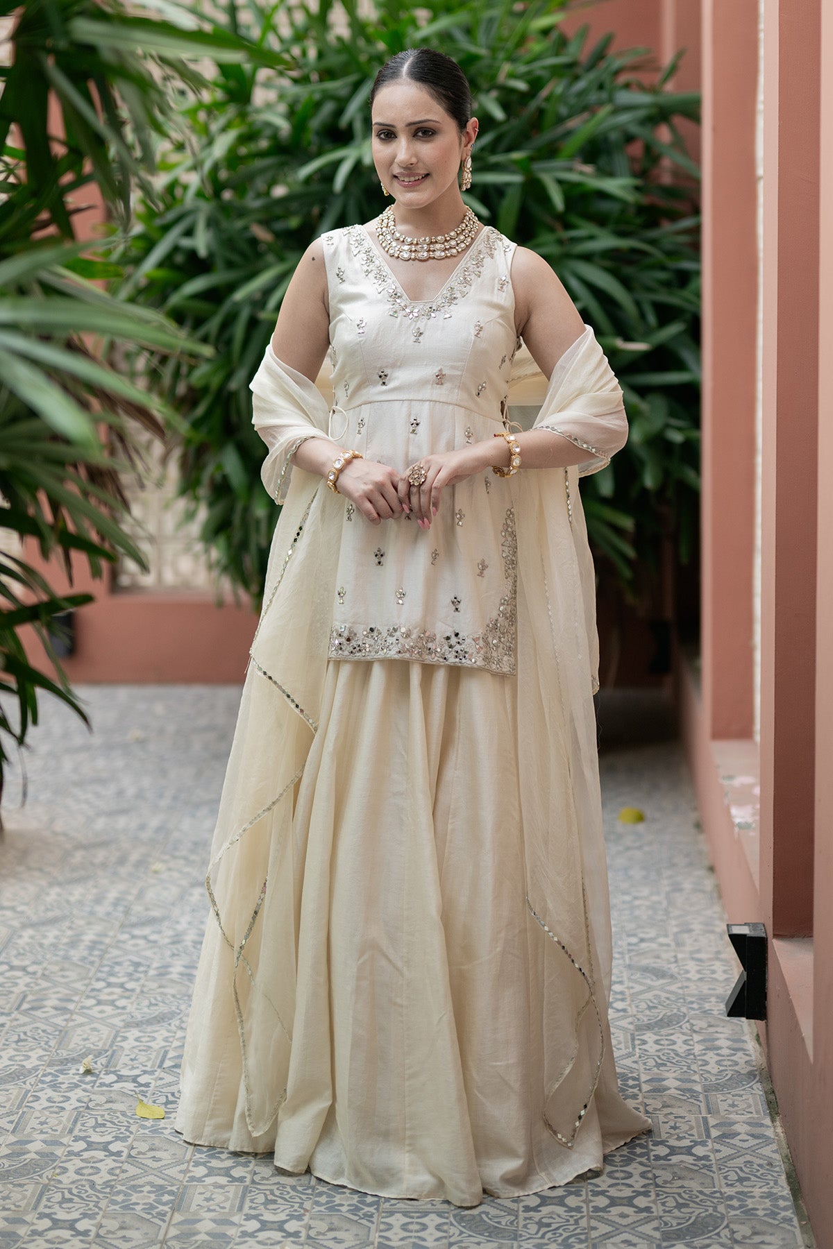 Off white lehenga set