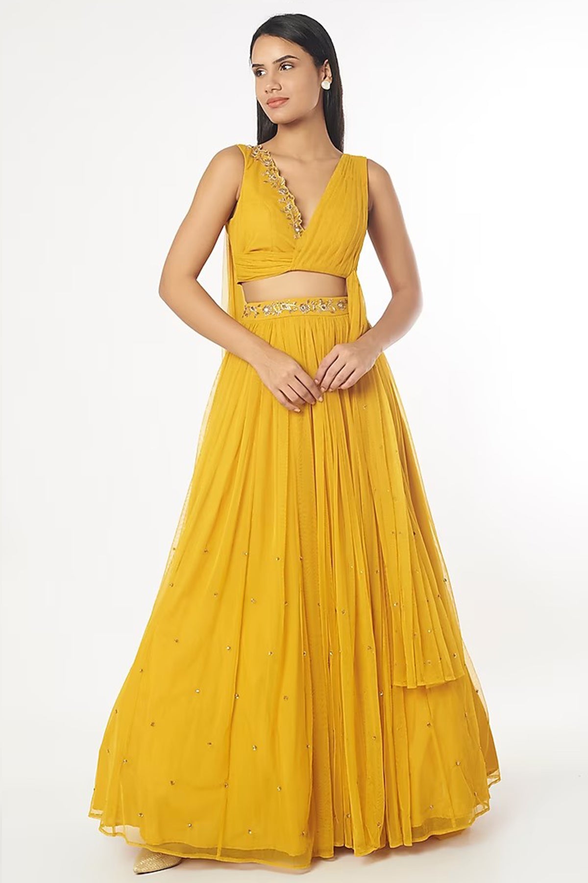 Mustard embellished lehenga set