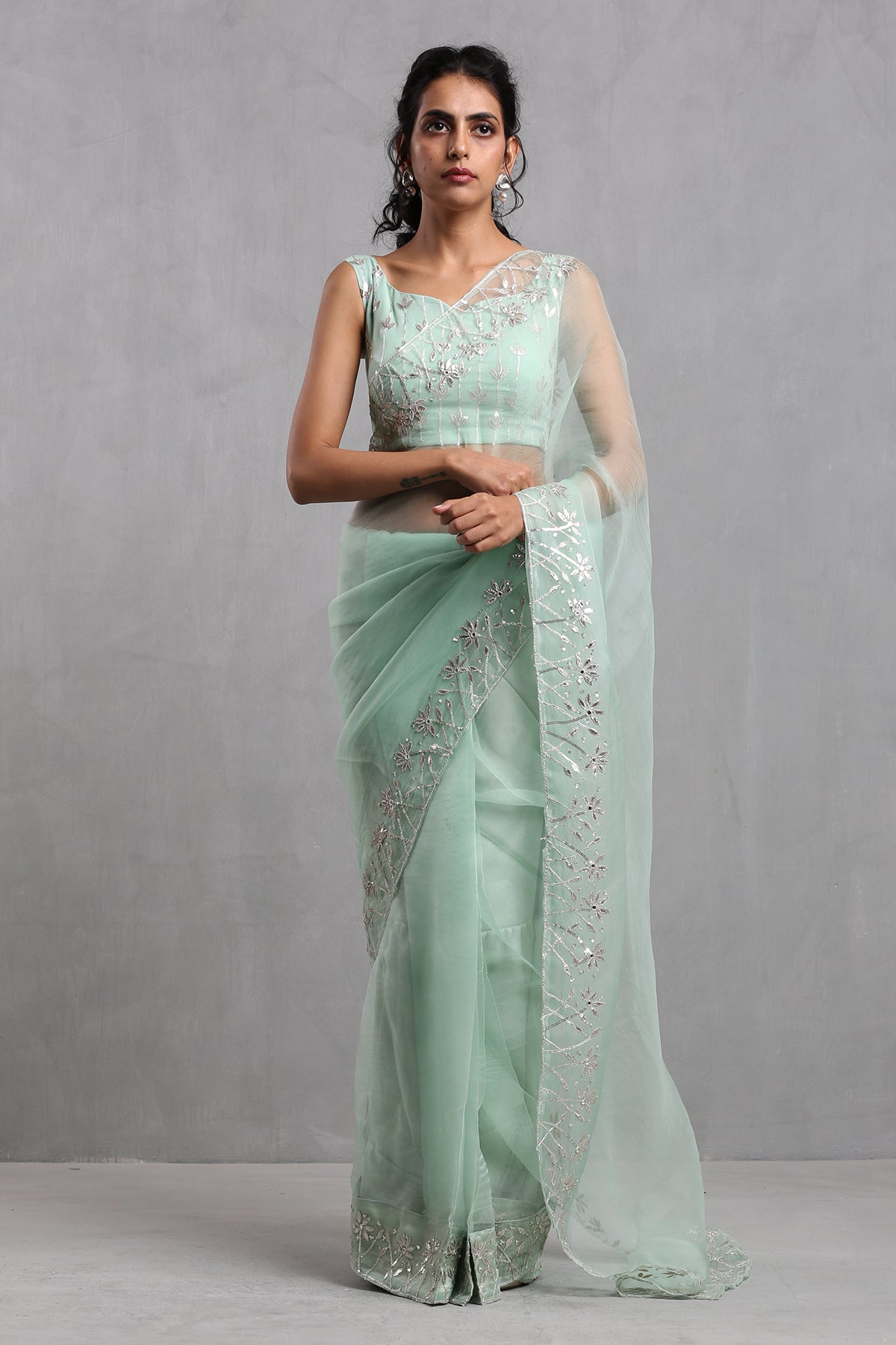 Mint Georgette Saree