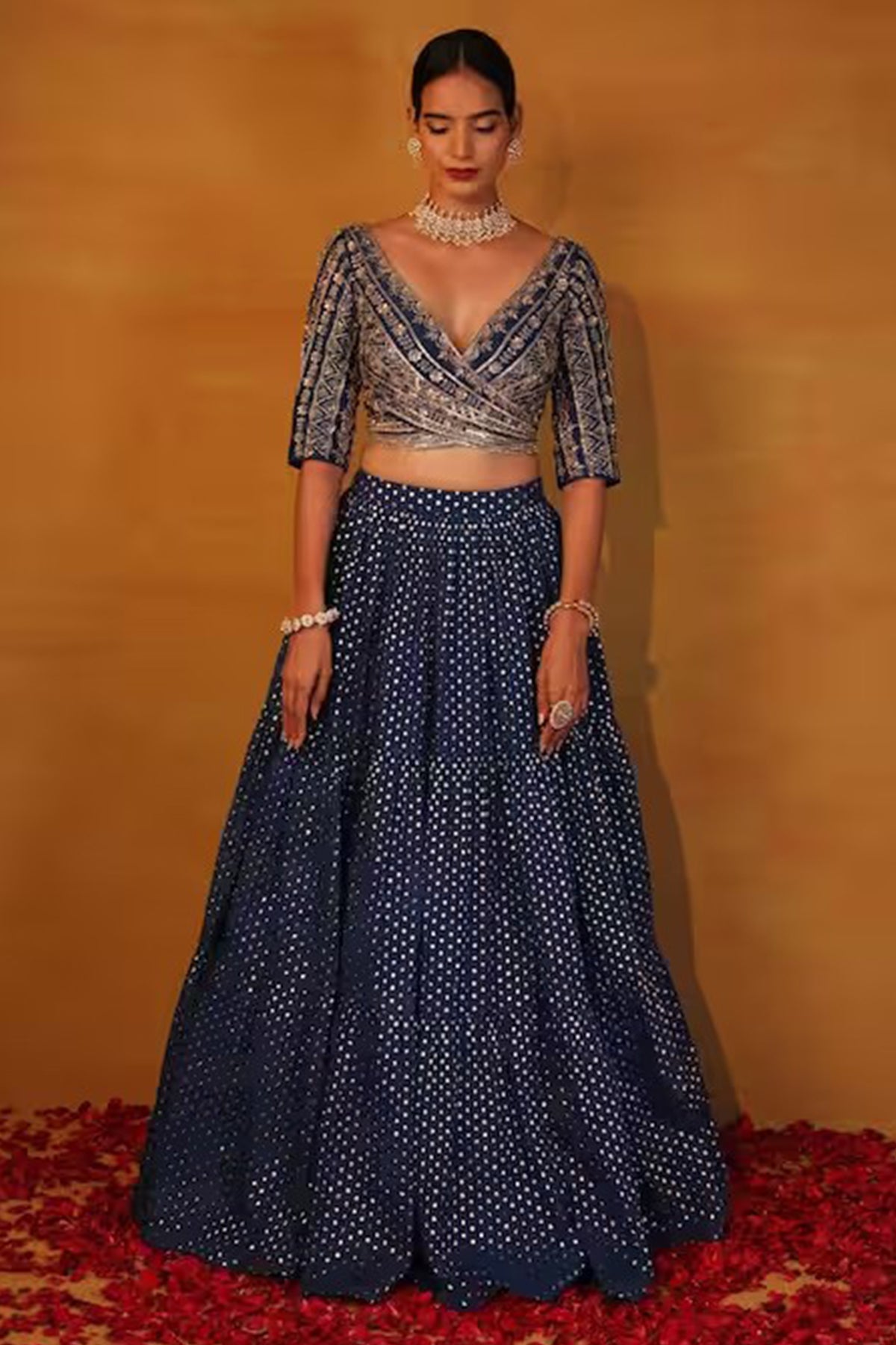 Blue embroidered lehenga set