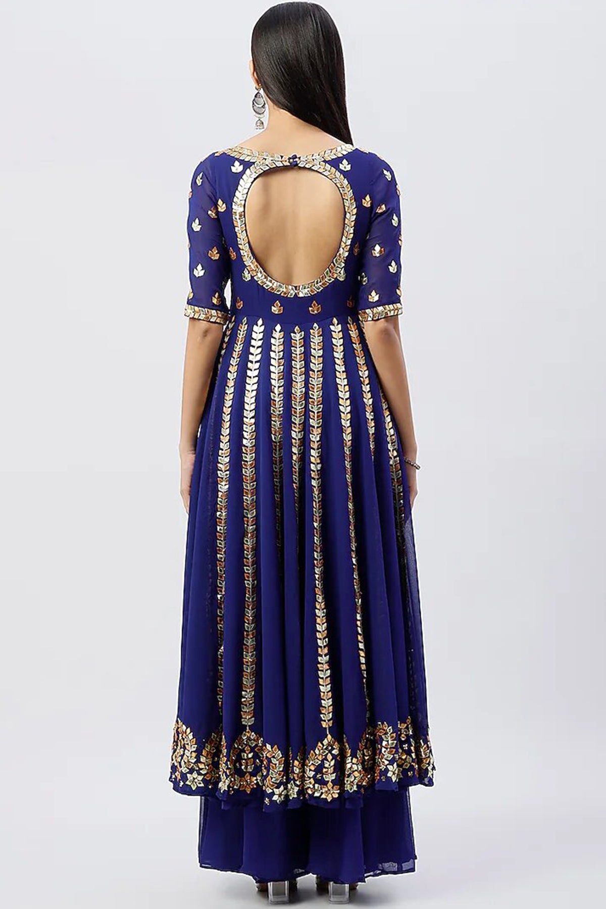 Electric Blue Anarkali Set