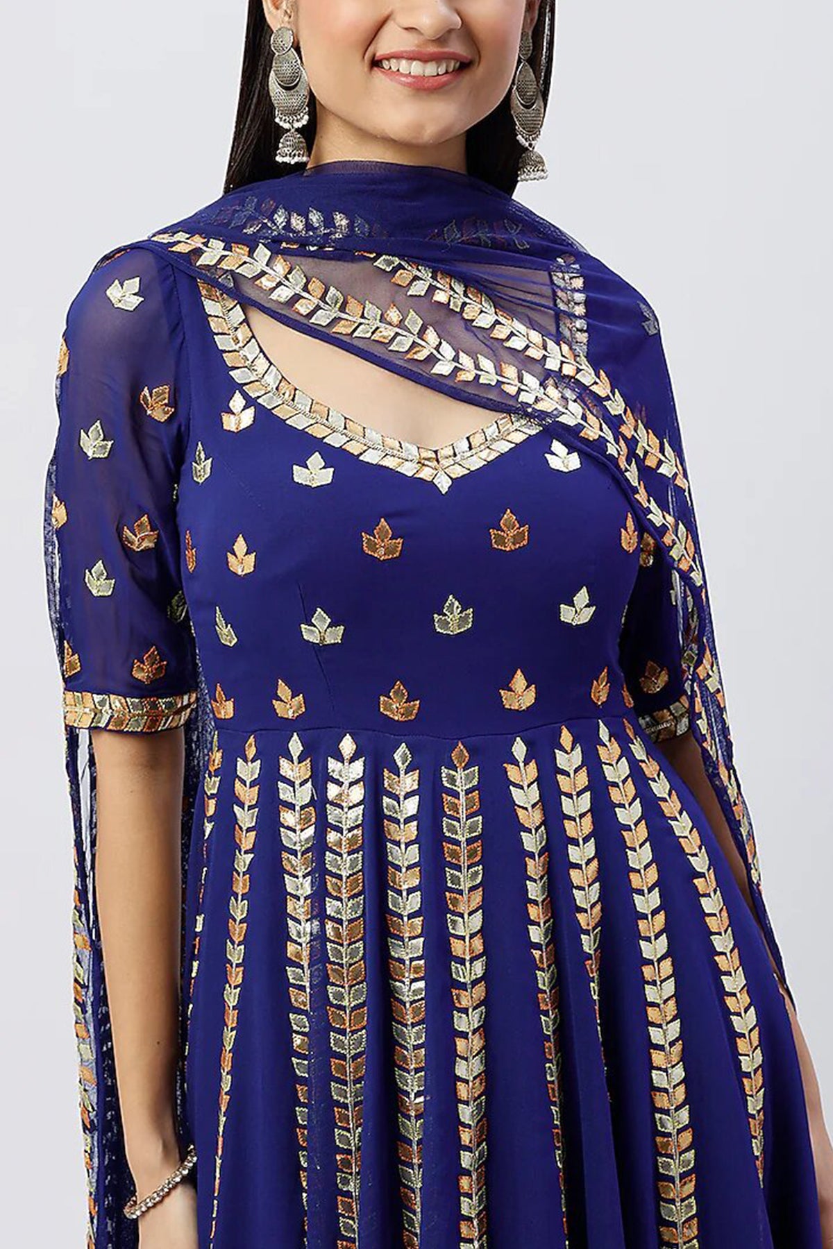 Electric Blue Anarkali Set