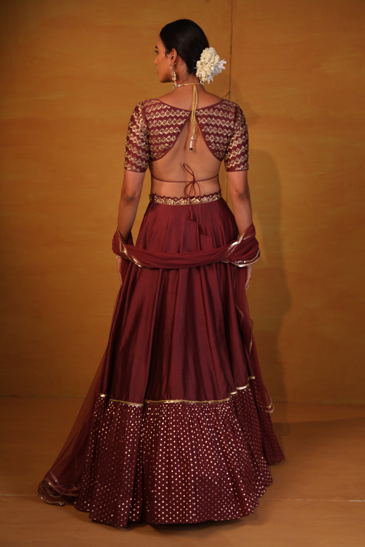 Burnt Henna Embellished Lehenga Set