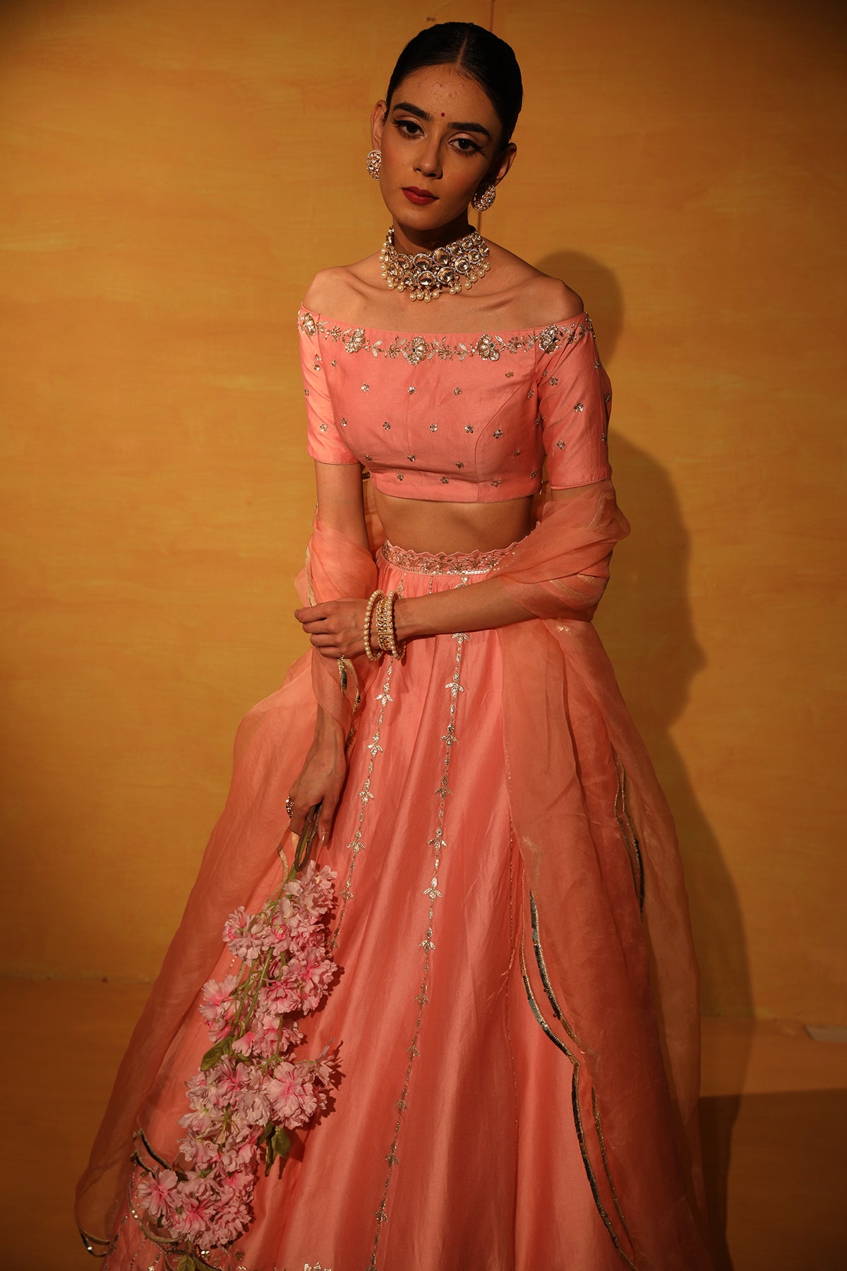 Blush Pink embroidered Lehenga set