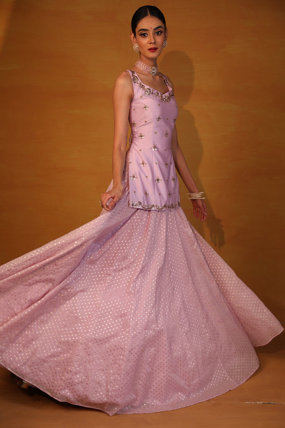 Pastel Lavender embellished lehenga set