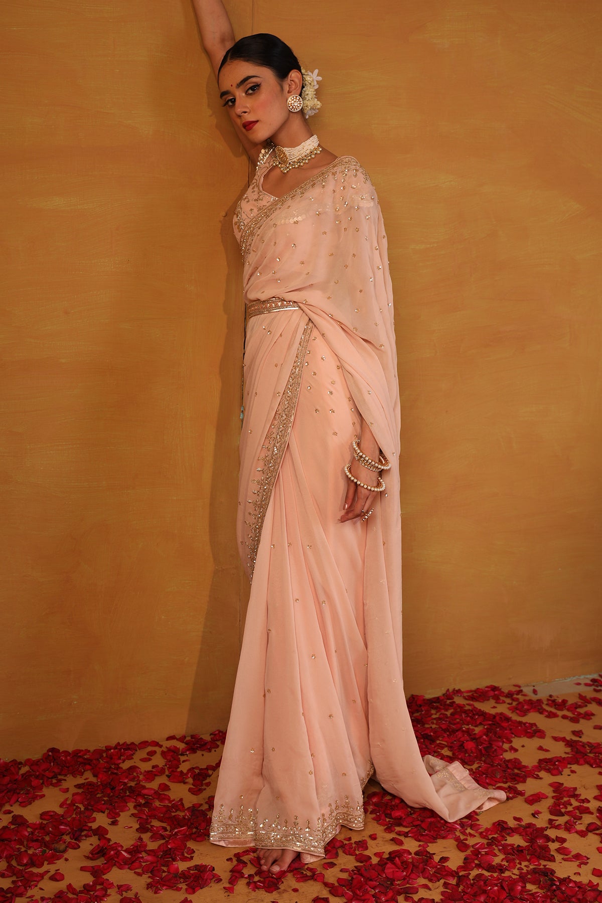 Blush Pink Georgette Saree