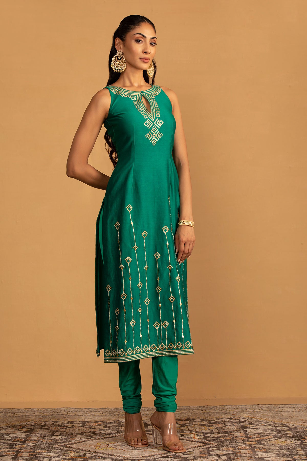 BOTTLE GREEN KURTA SET