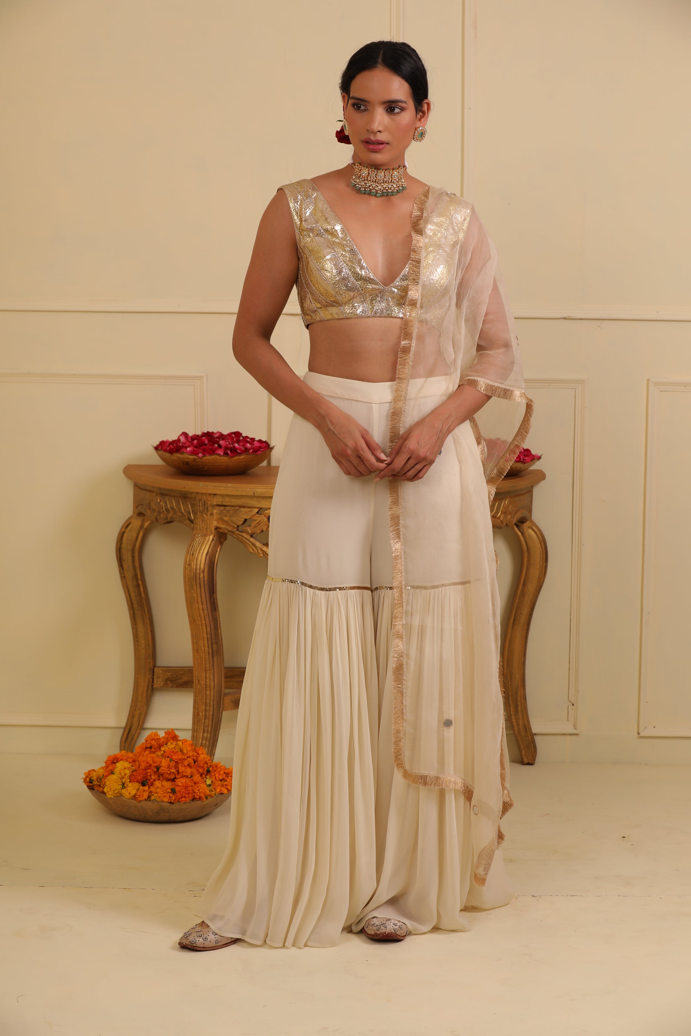 Off white sharara set