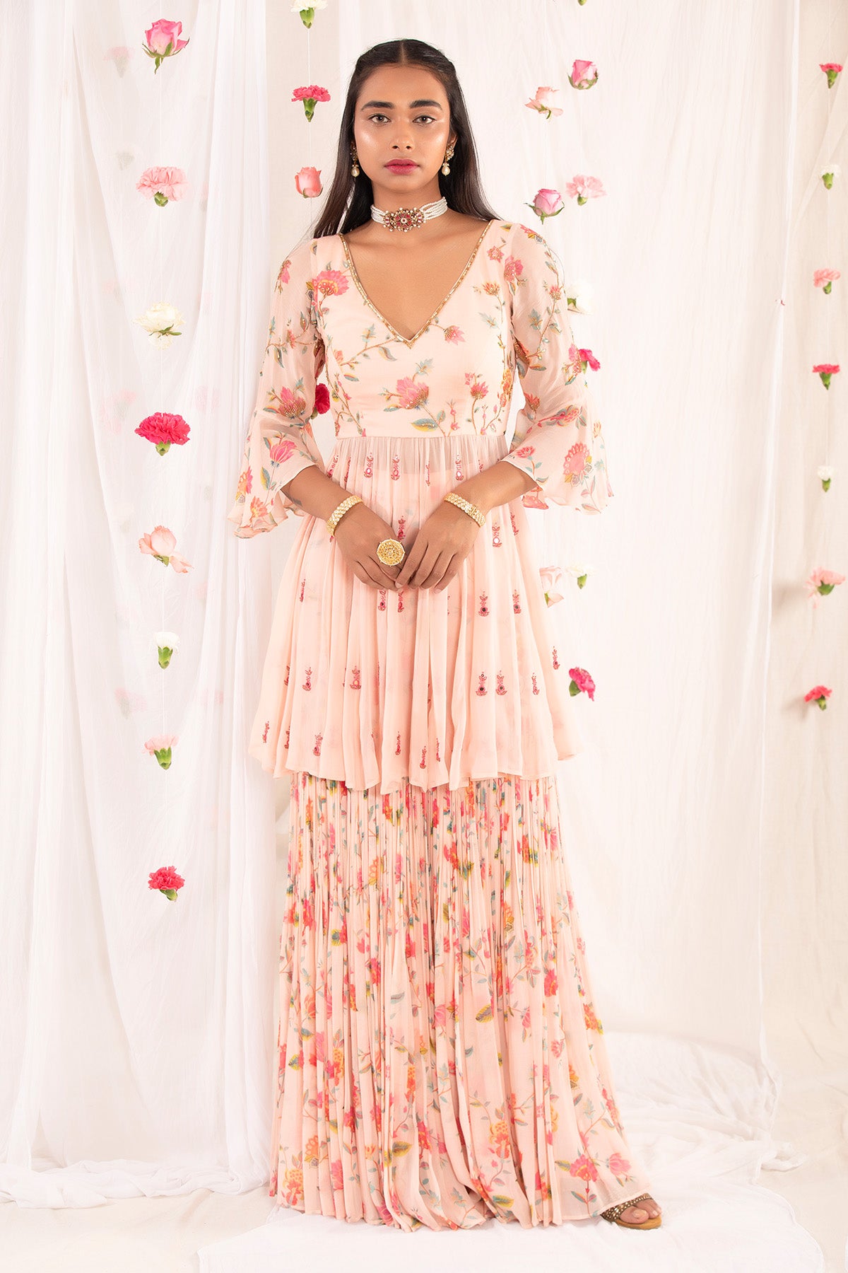 Blush Pink Printed Sharara Set