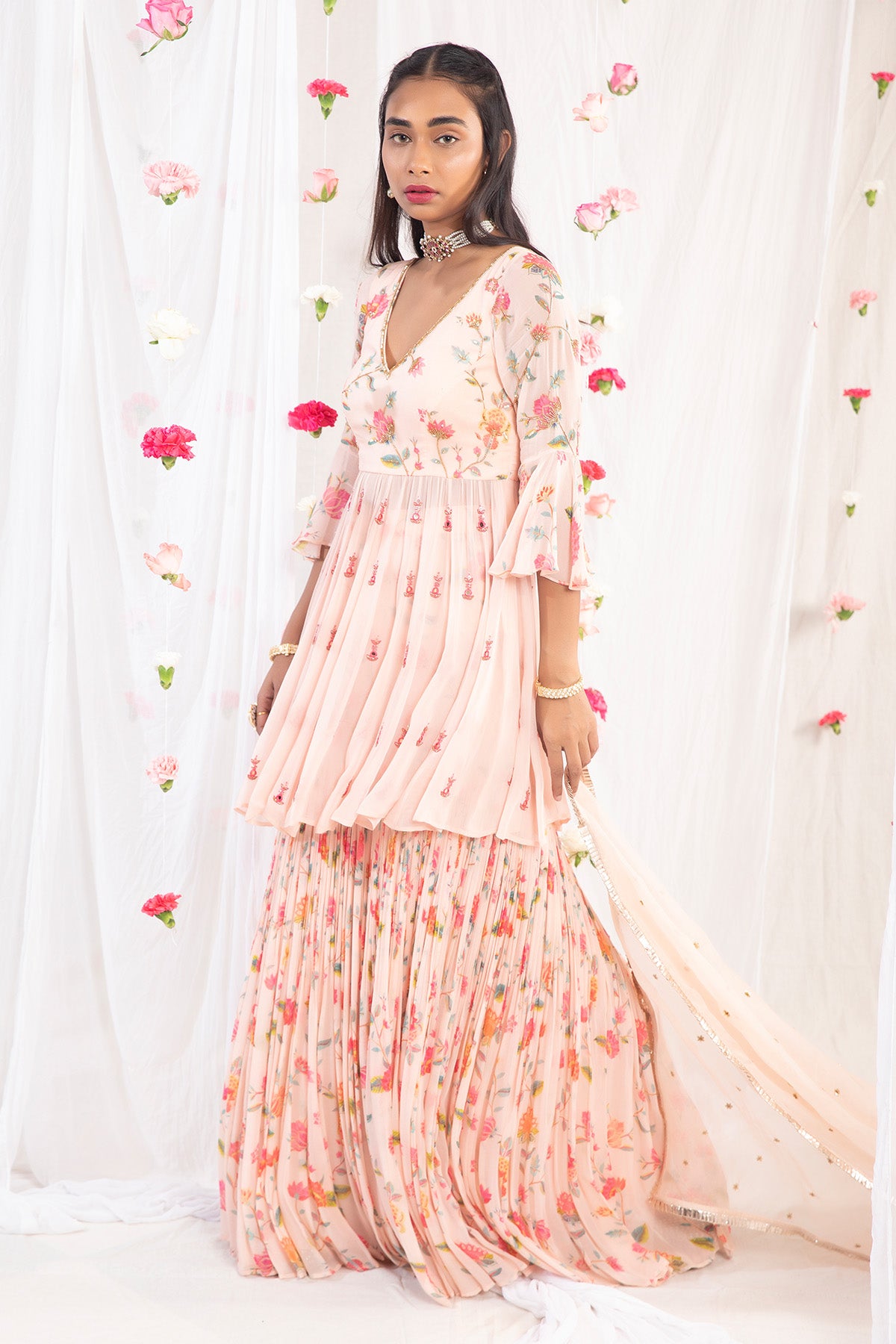 Blush Pink Printed Sharara Set