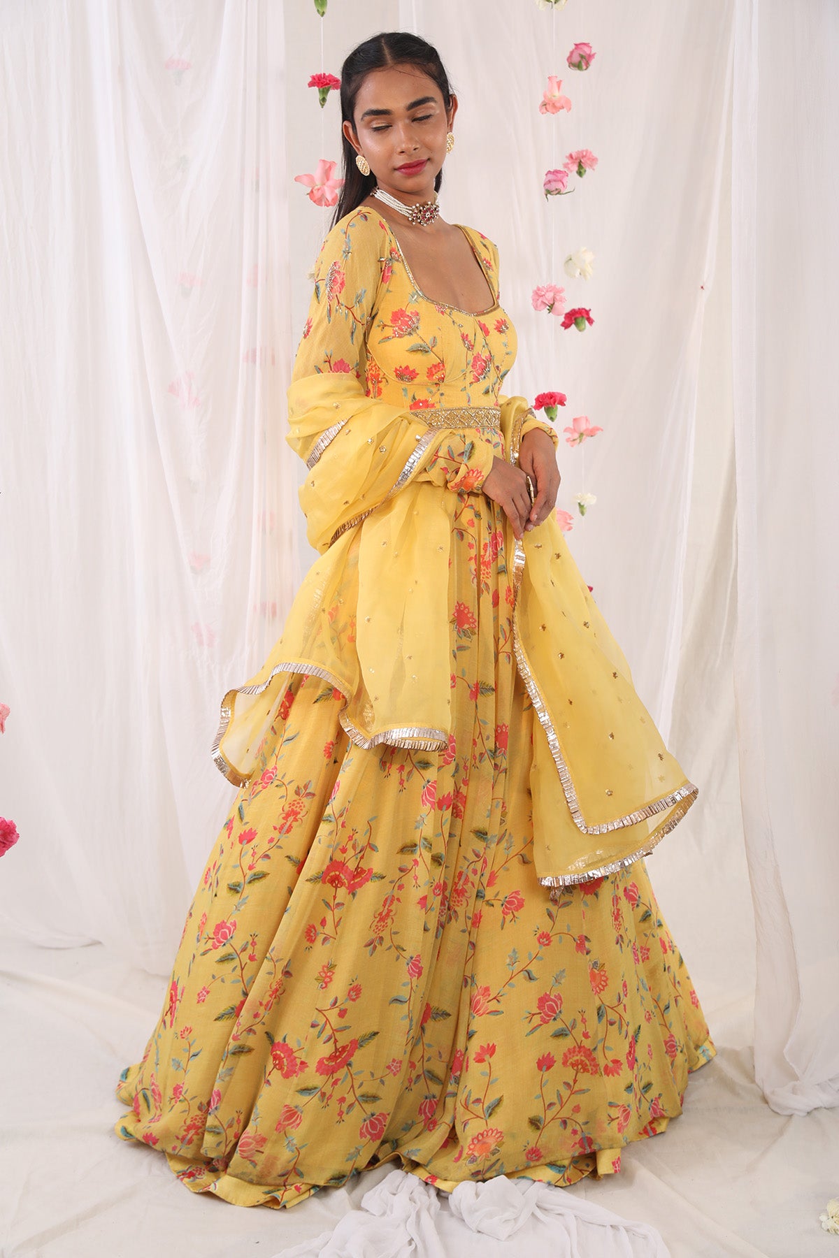 Musturd Corset Anarkali