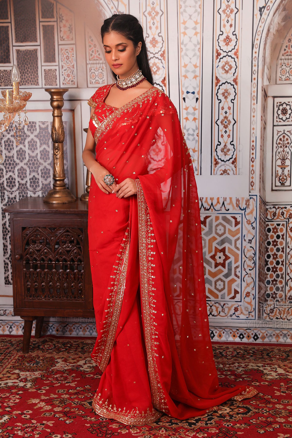 Rust saree set