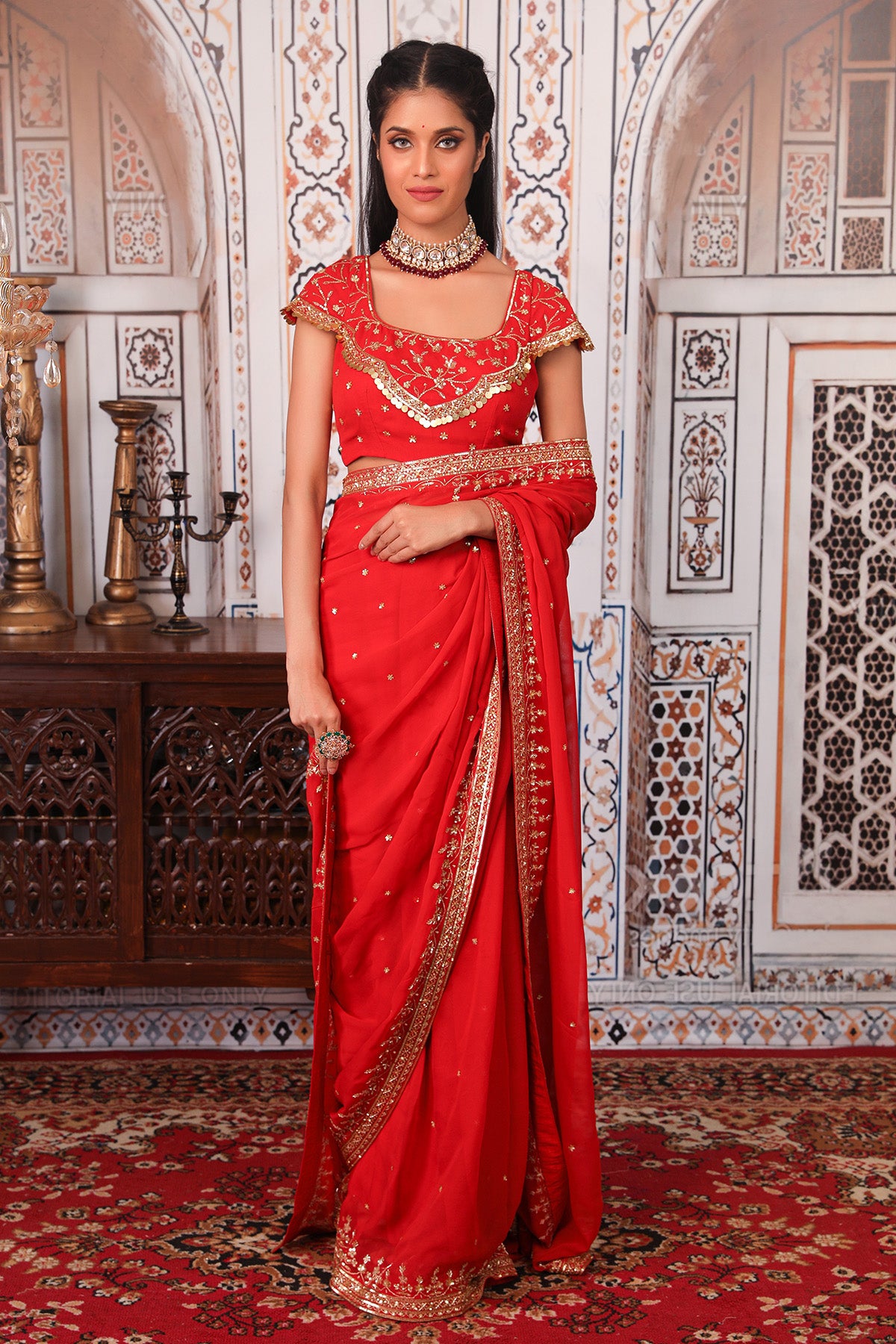 Rust saree set