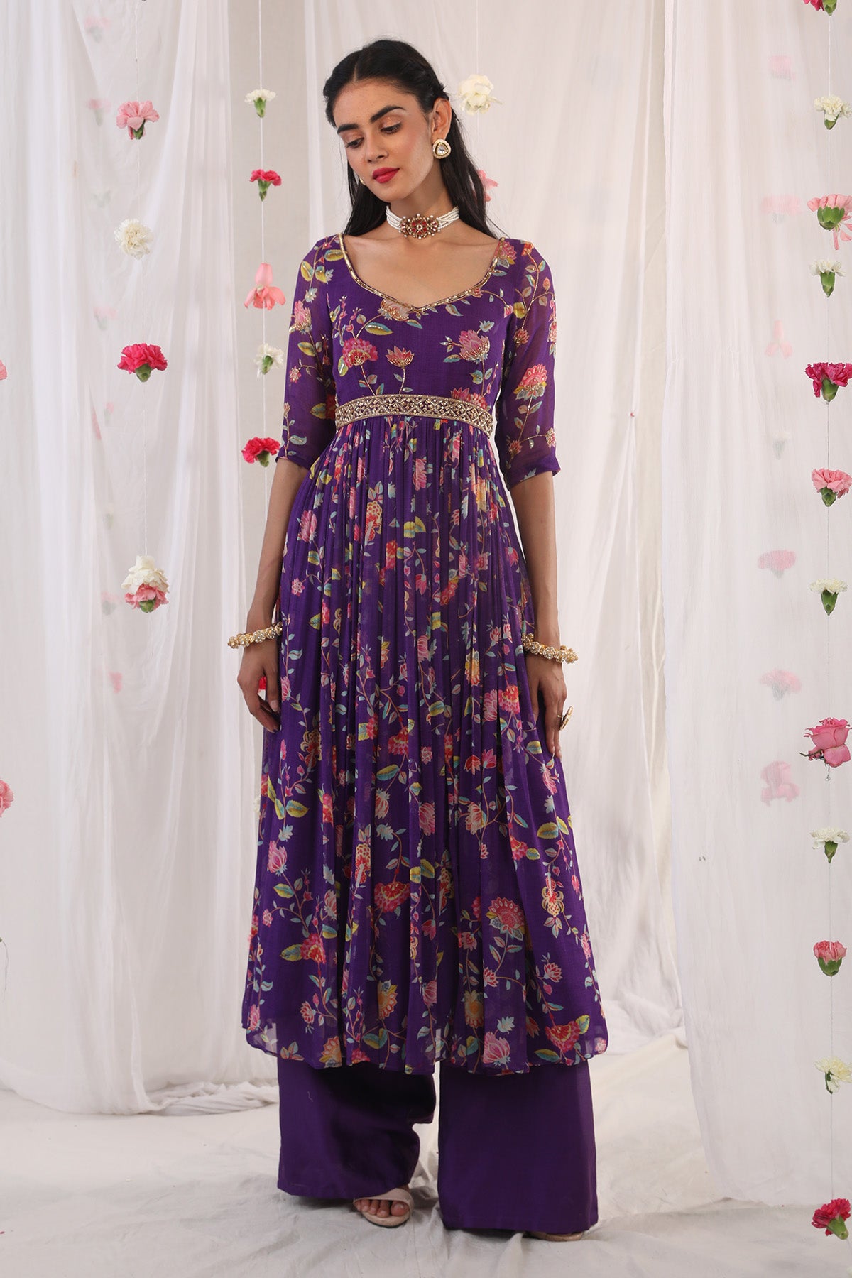 Purple anarkali set