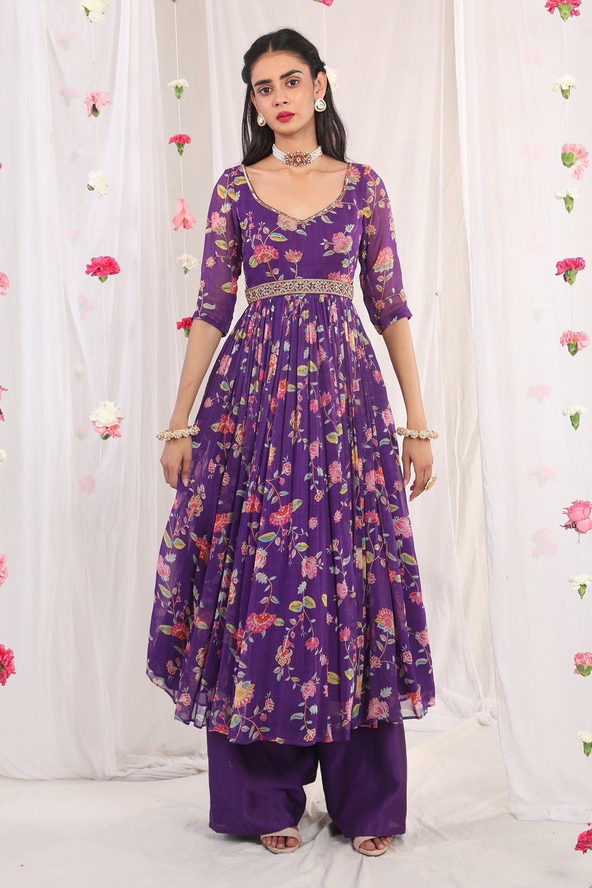 Purple anarkali set