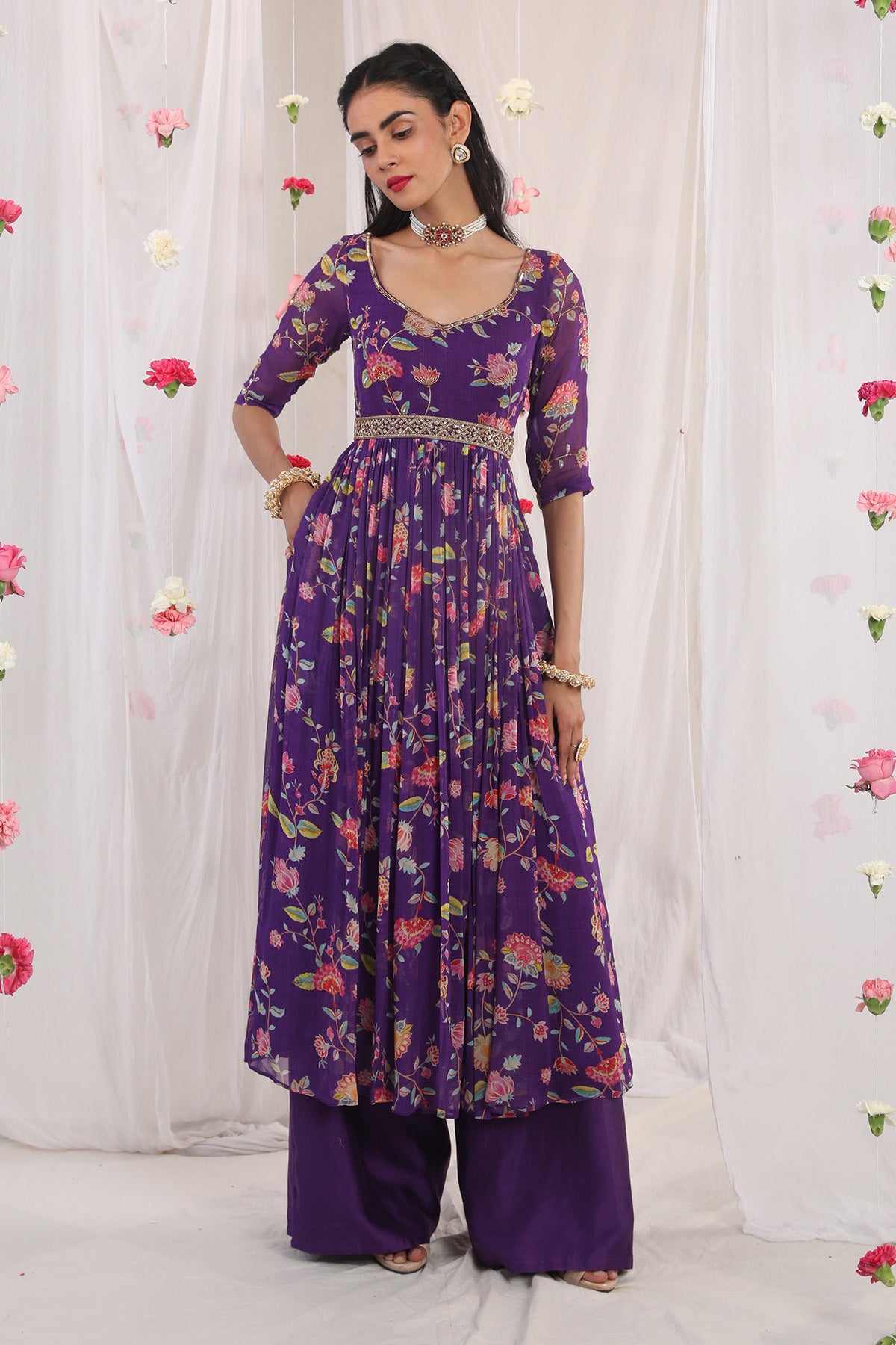 Purple anarkali set