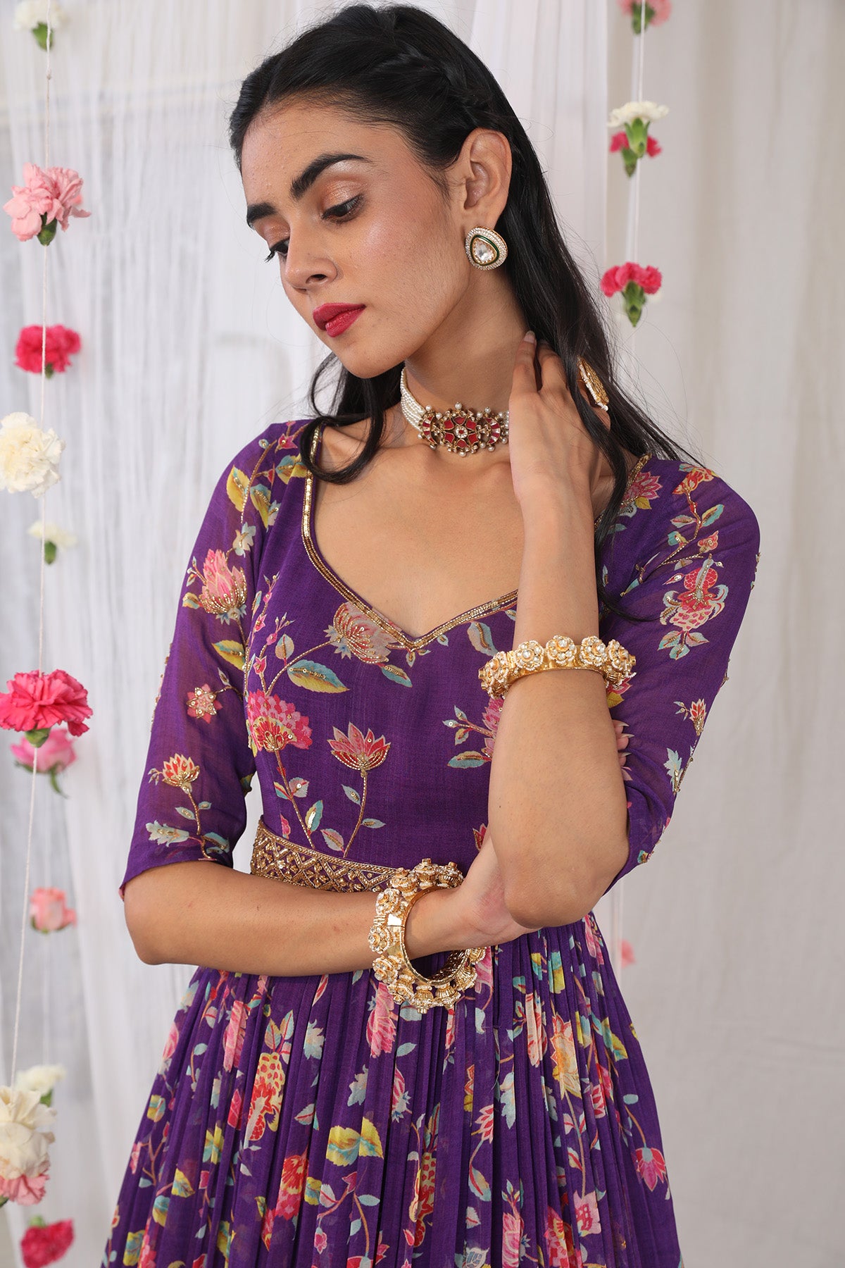 Purple anarkali set