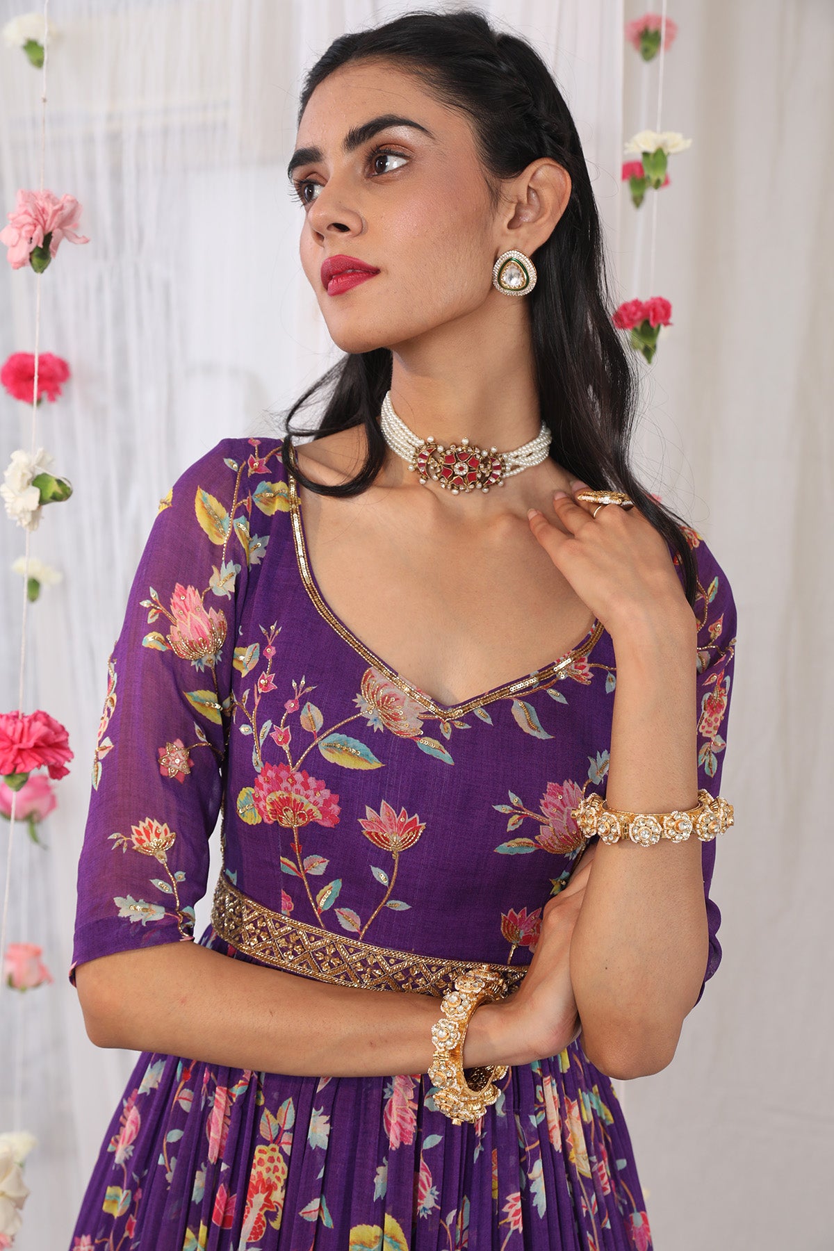 Purple anarkali set