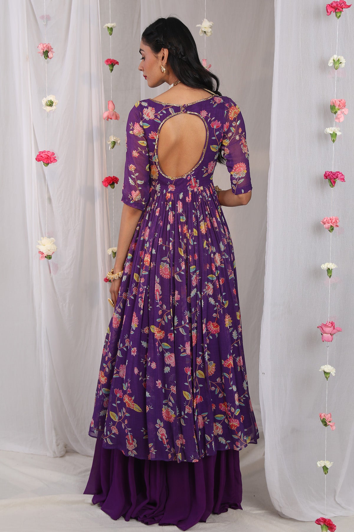 Purple anarkali set